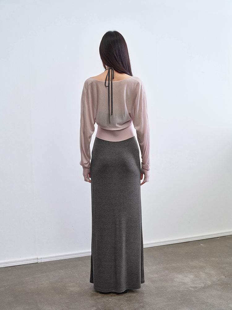 V-neck Open Back Batwing Knit Cardigan