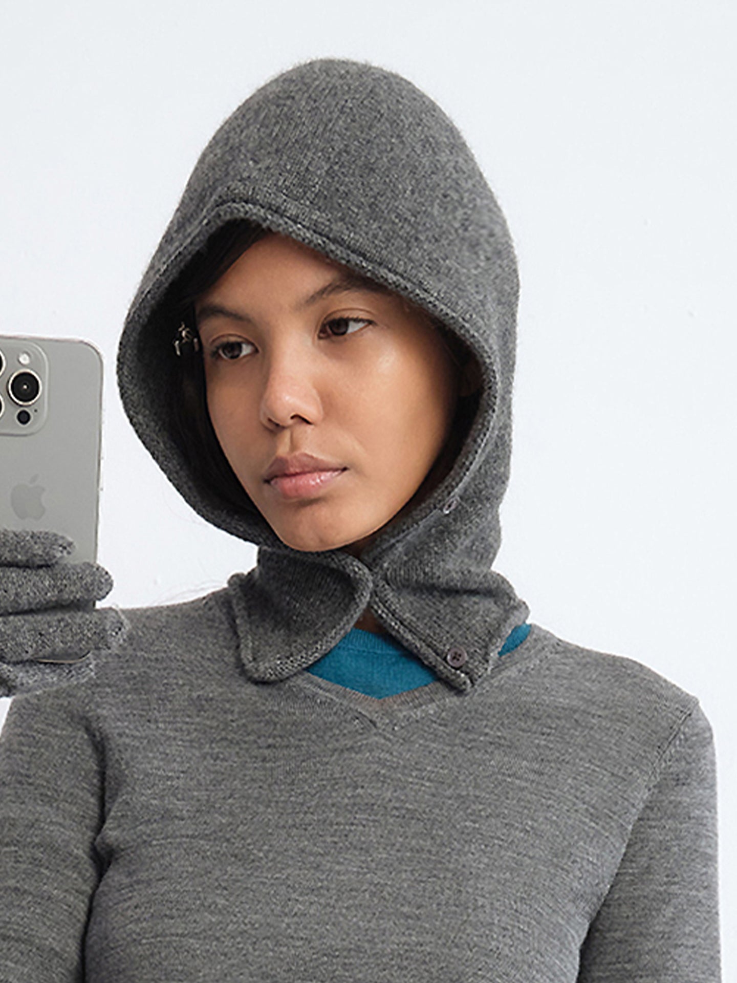 Open-Front Cashmere Balaclava