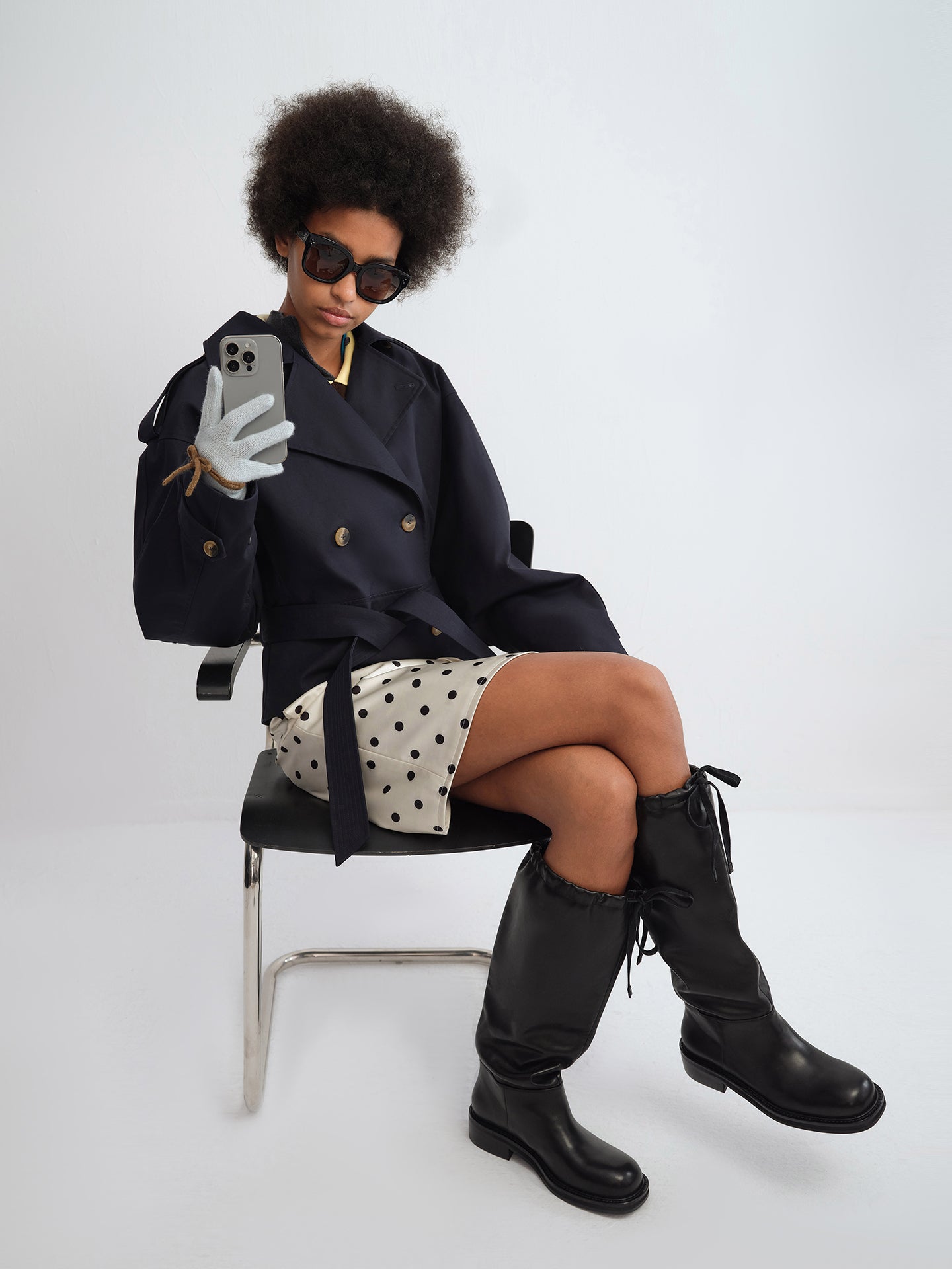 2-in-1 Bow Knit Cashmere Gloves