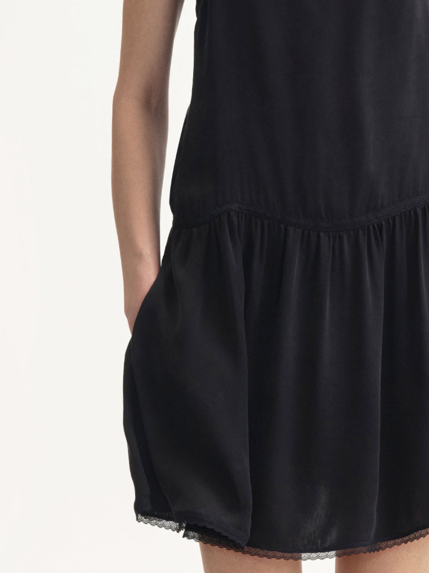 “Slip On” Satin Lace Cami Dress