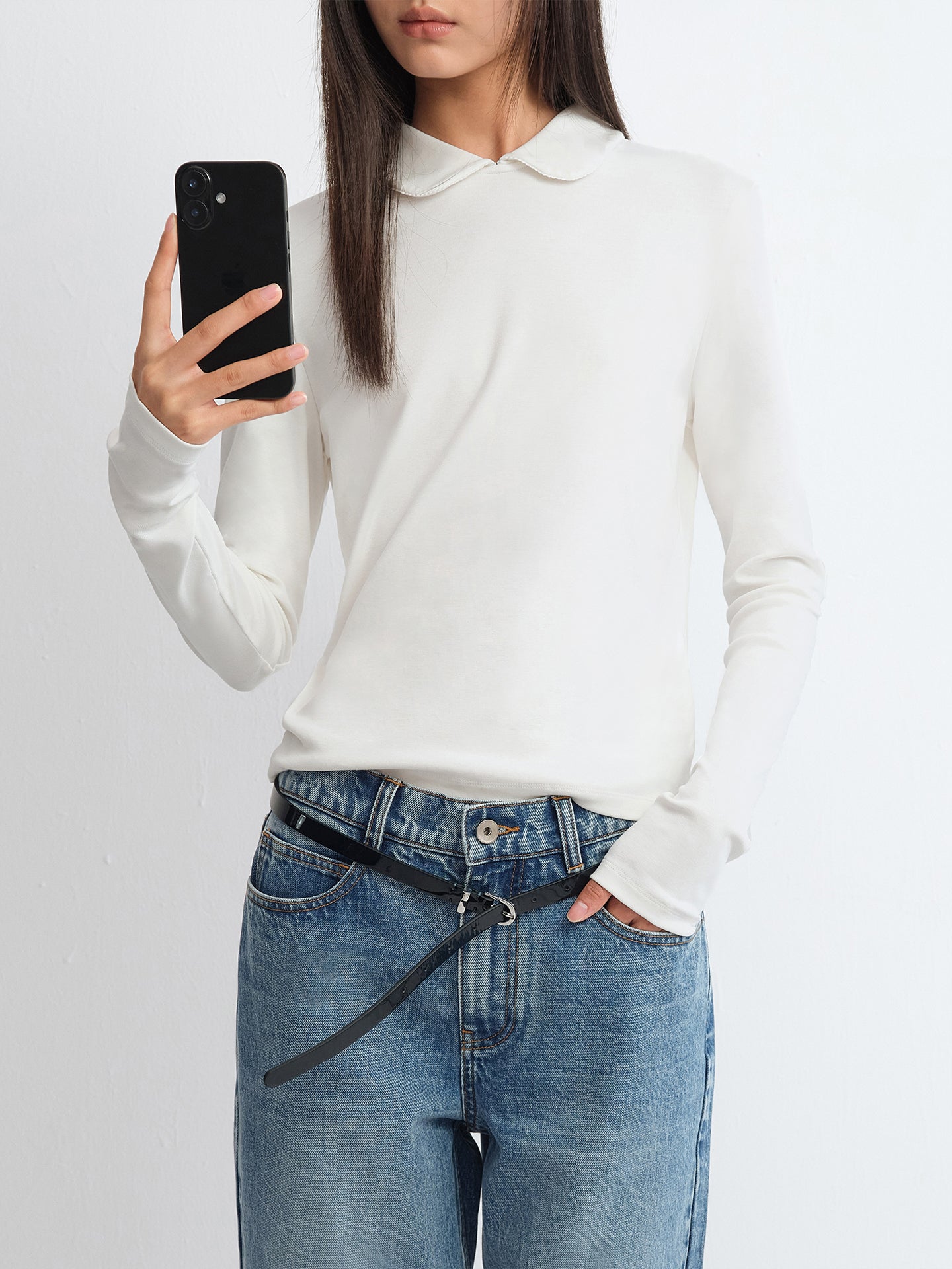 Peter Pan Collar Long-Sleeve Top