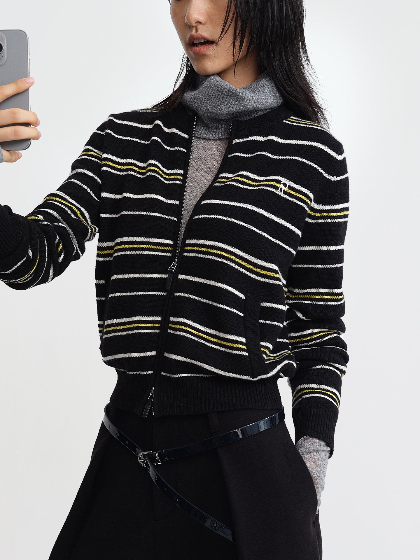 Stripe Wool Cardigan