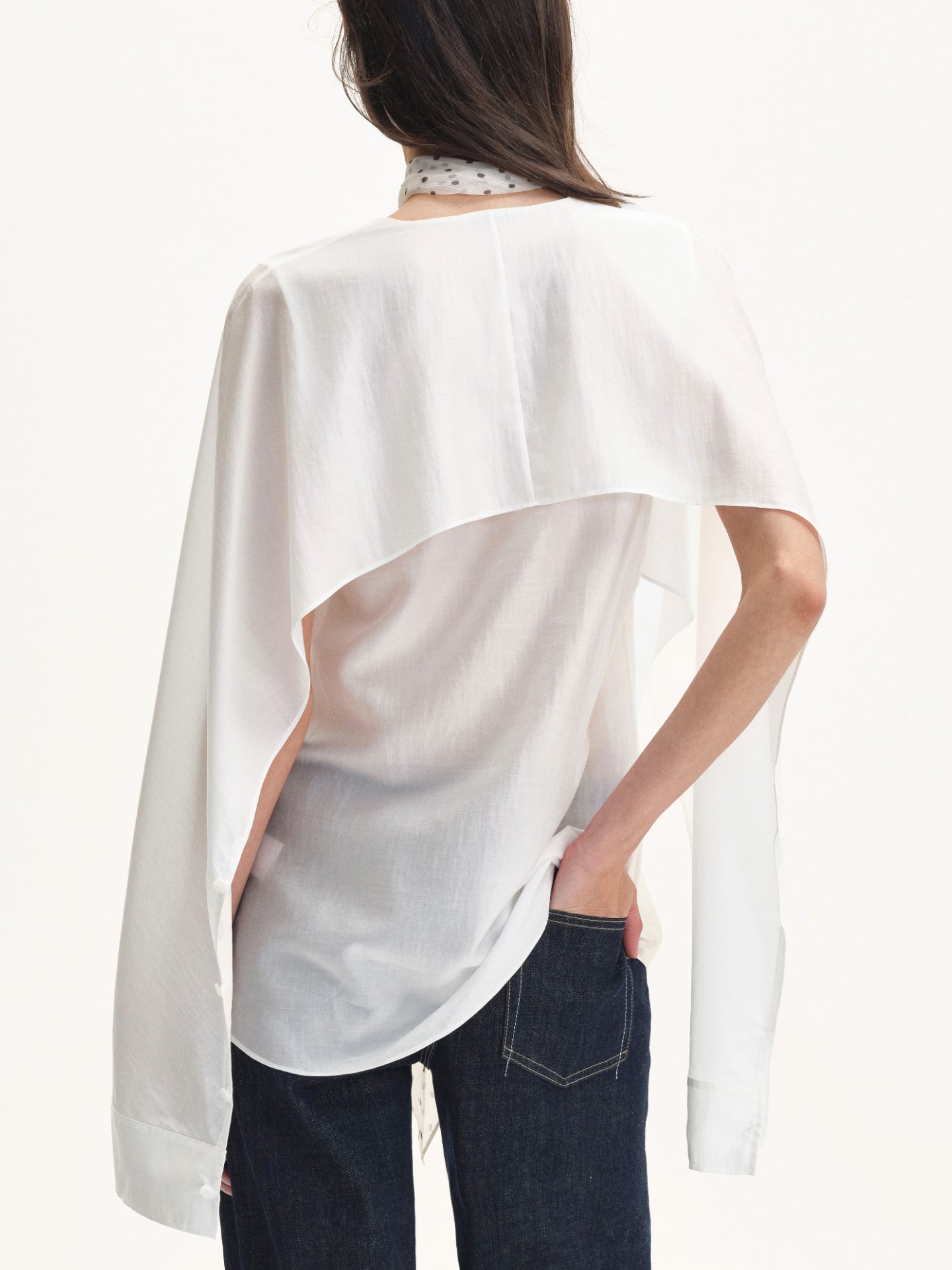 “Haze” Two-way Sheer V-neck Shirt