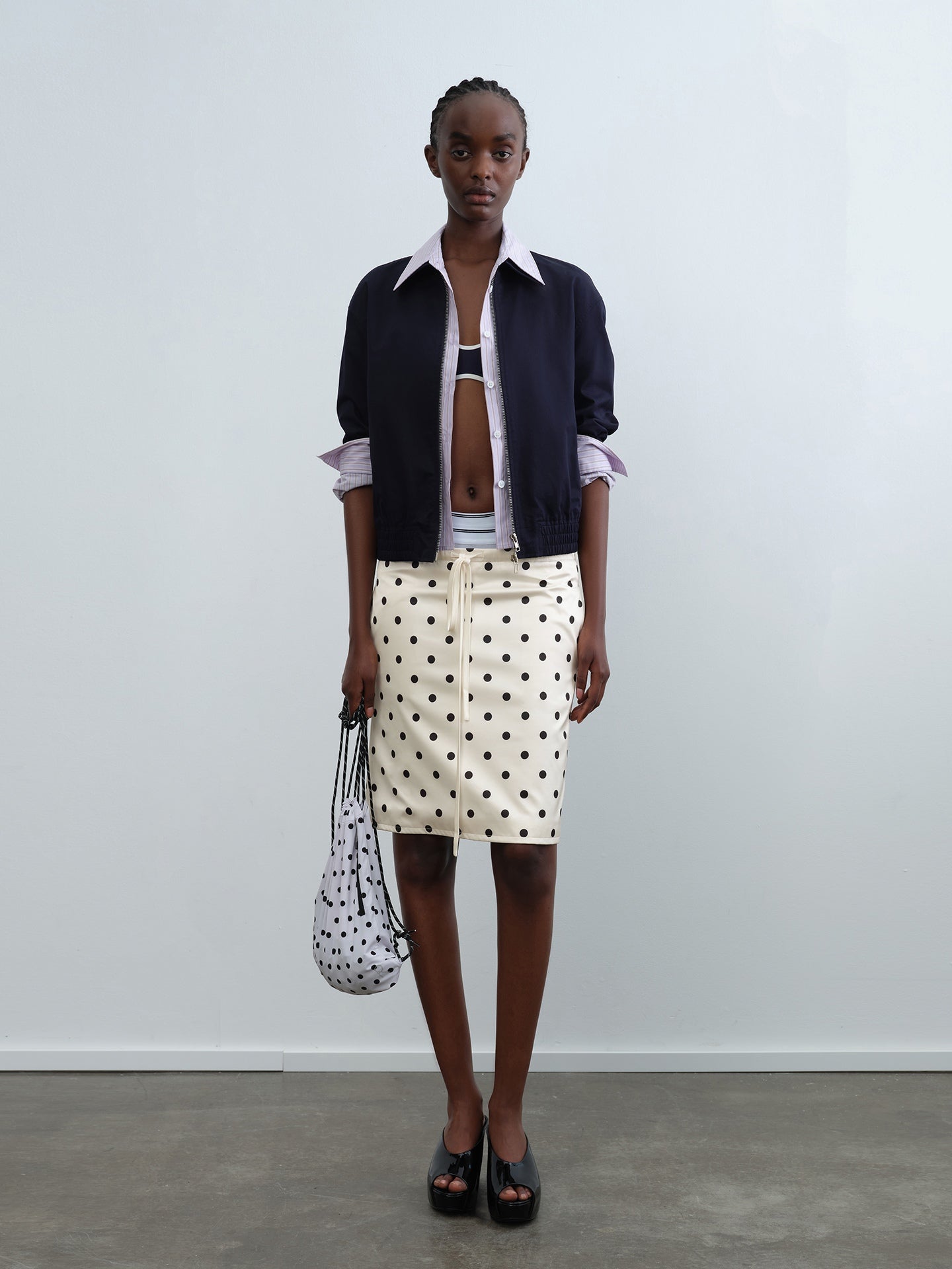 Colorblock Layered Stripe Cropped Jacket