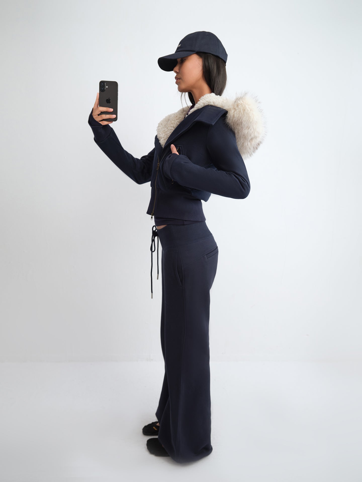 Asymmetric Fur Collar Plush Lining Hooded Parka