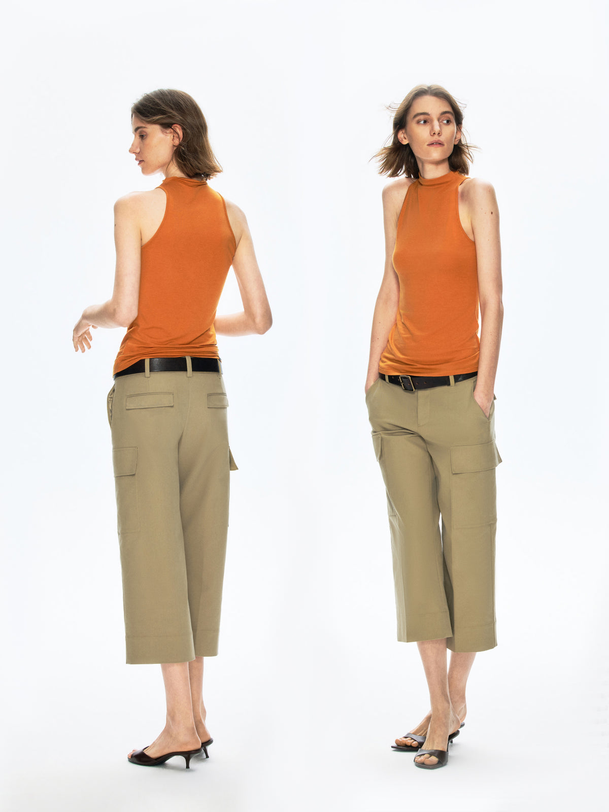 Versatile Cowl Neck Cold-Shoulder Slim-Fit Tank Top