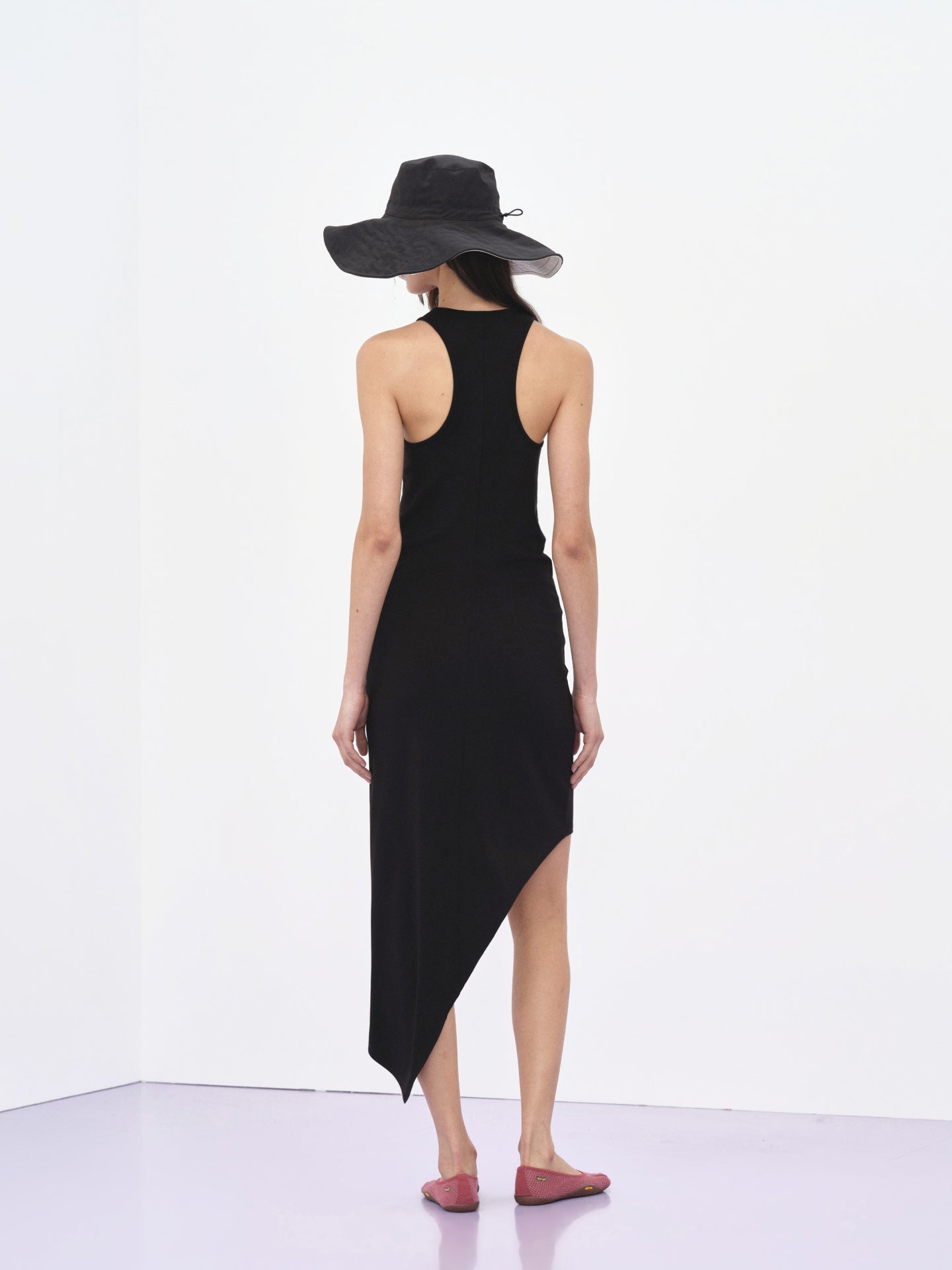 Draped Asymmetric Midi Dress