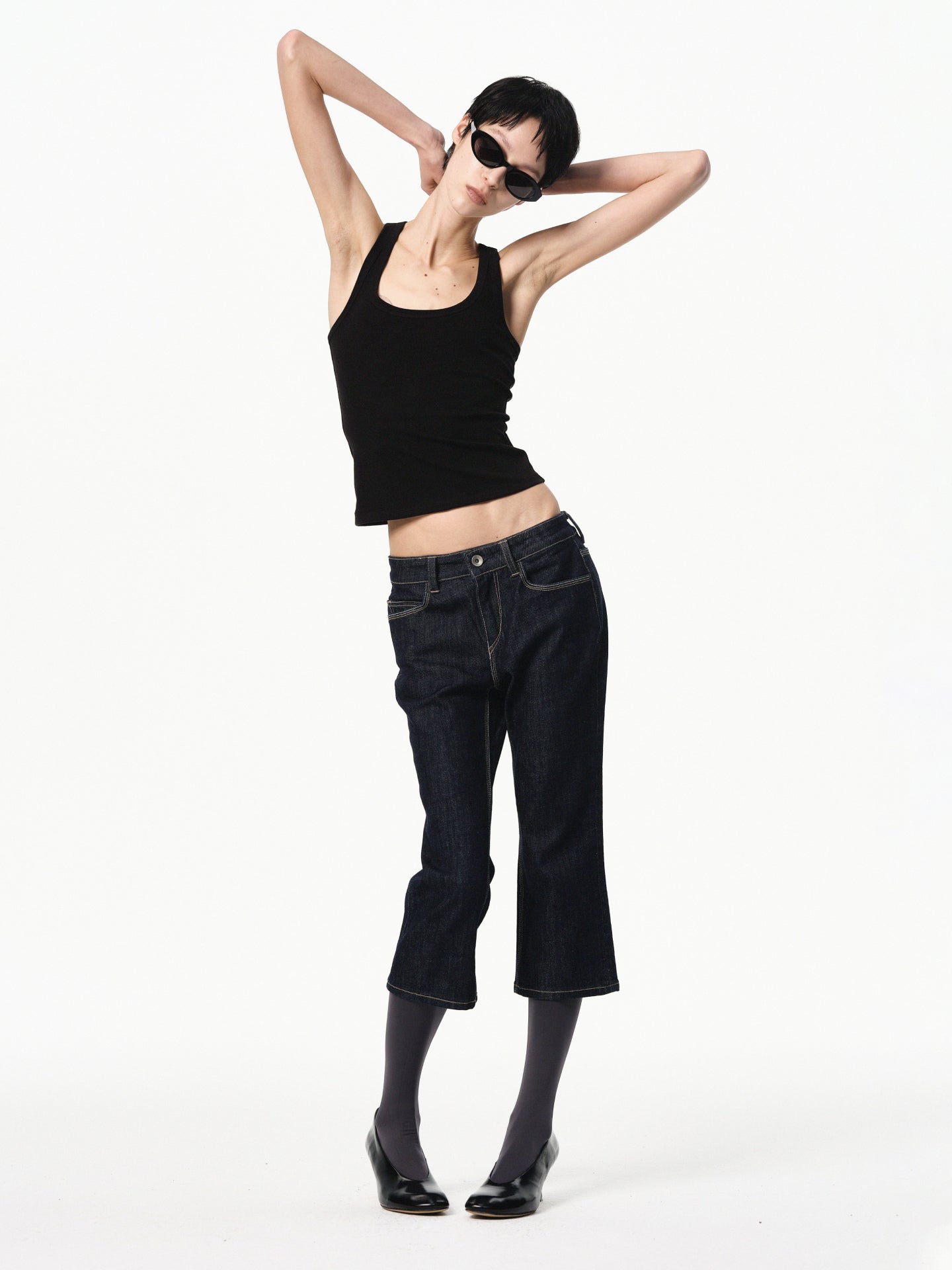 “Classique” Cropped Flared Jeans