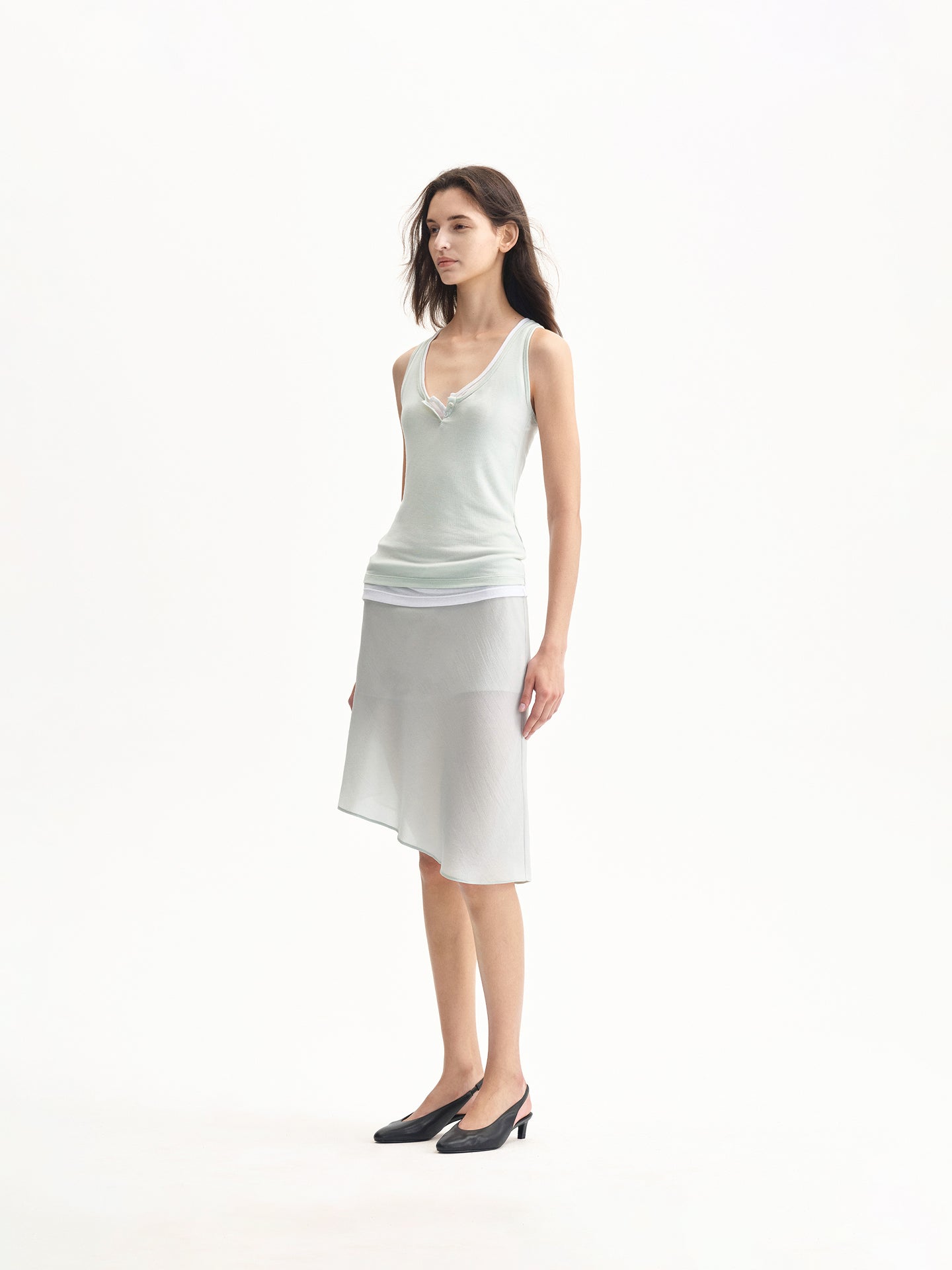 “Frame” U-neck Layered Tank Top