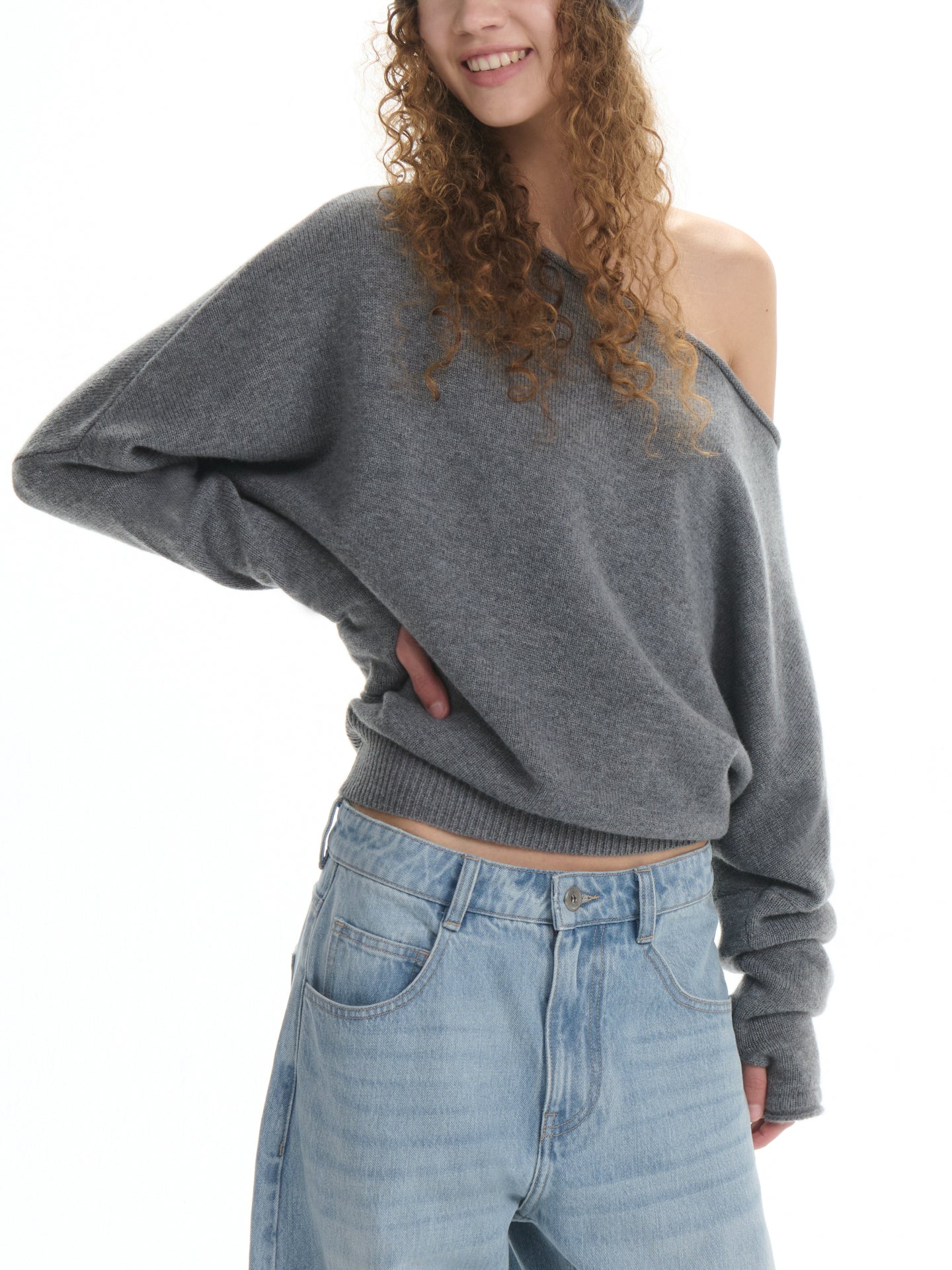 Relaxed Asymmetric Wool Knit Top