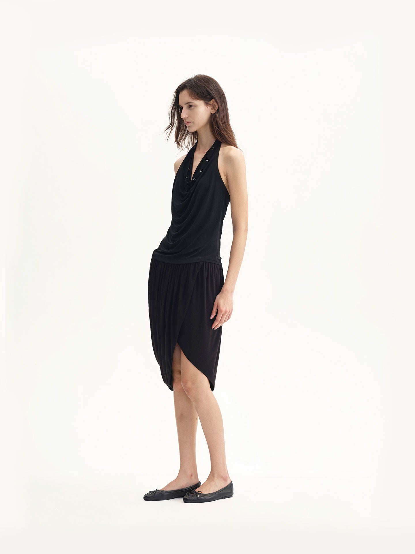 “Soft Flow” Draped Halterneck Top