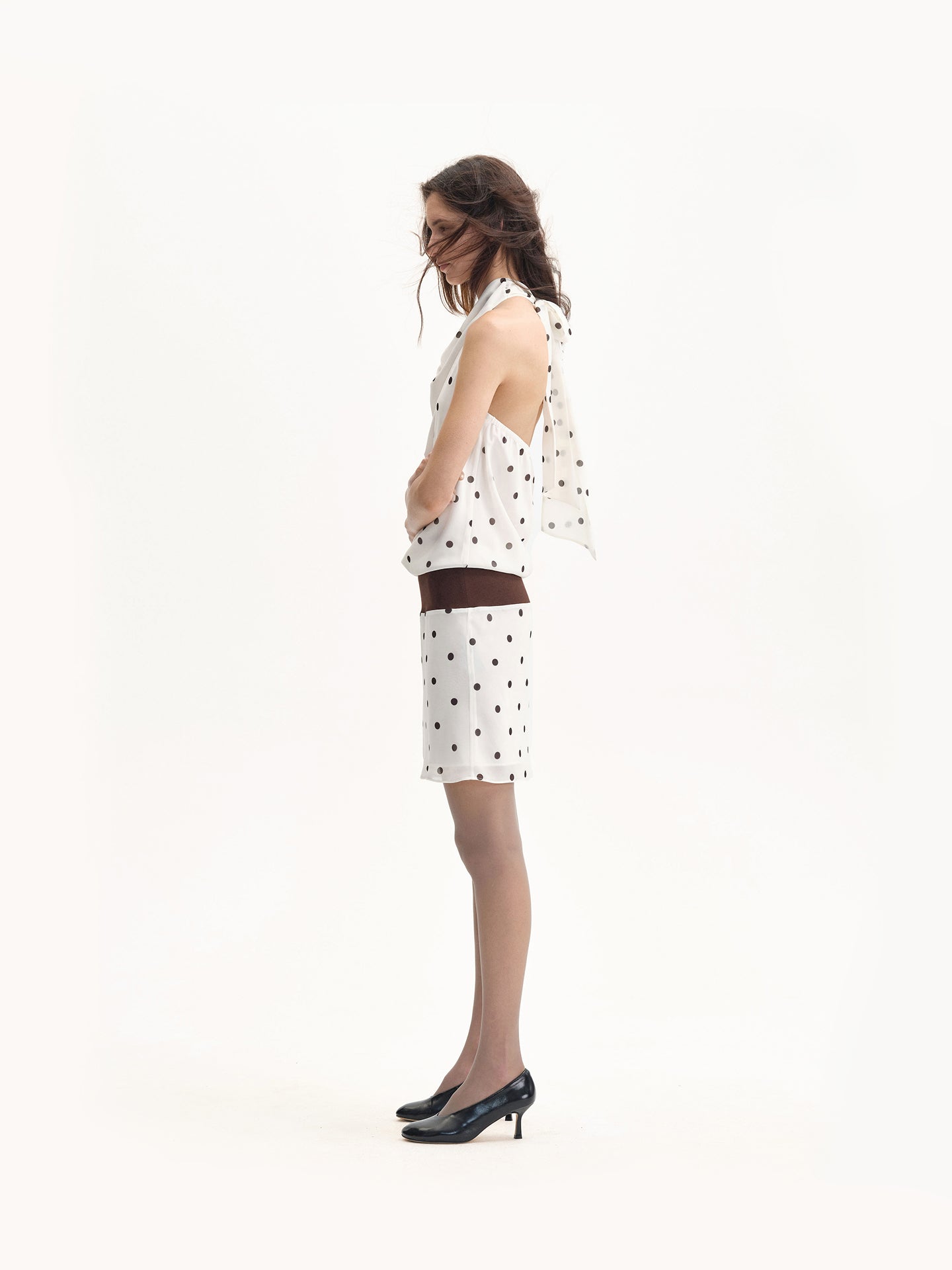 “Holiday Mood” Polka-dot Halterneck Dress