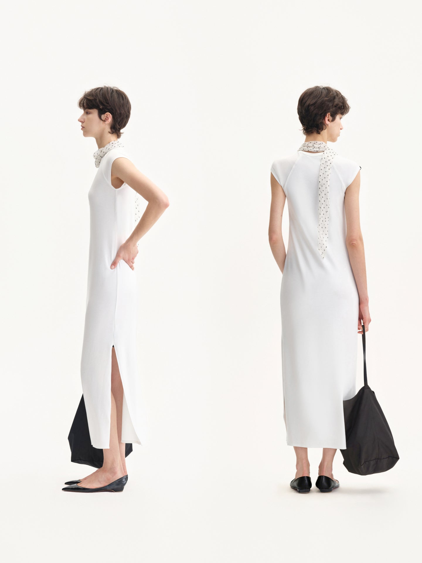 “Slip On” Lyocell Stretch Side-slit Dress