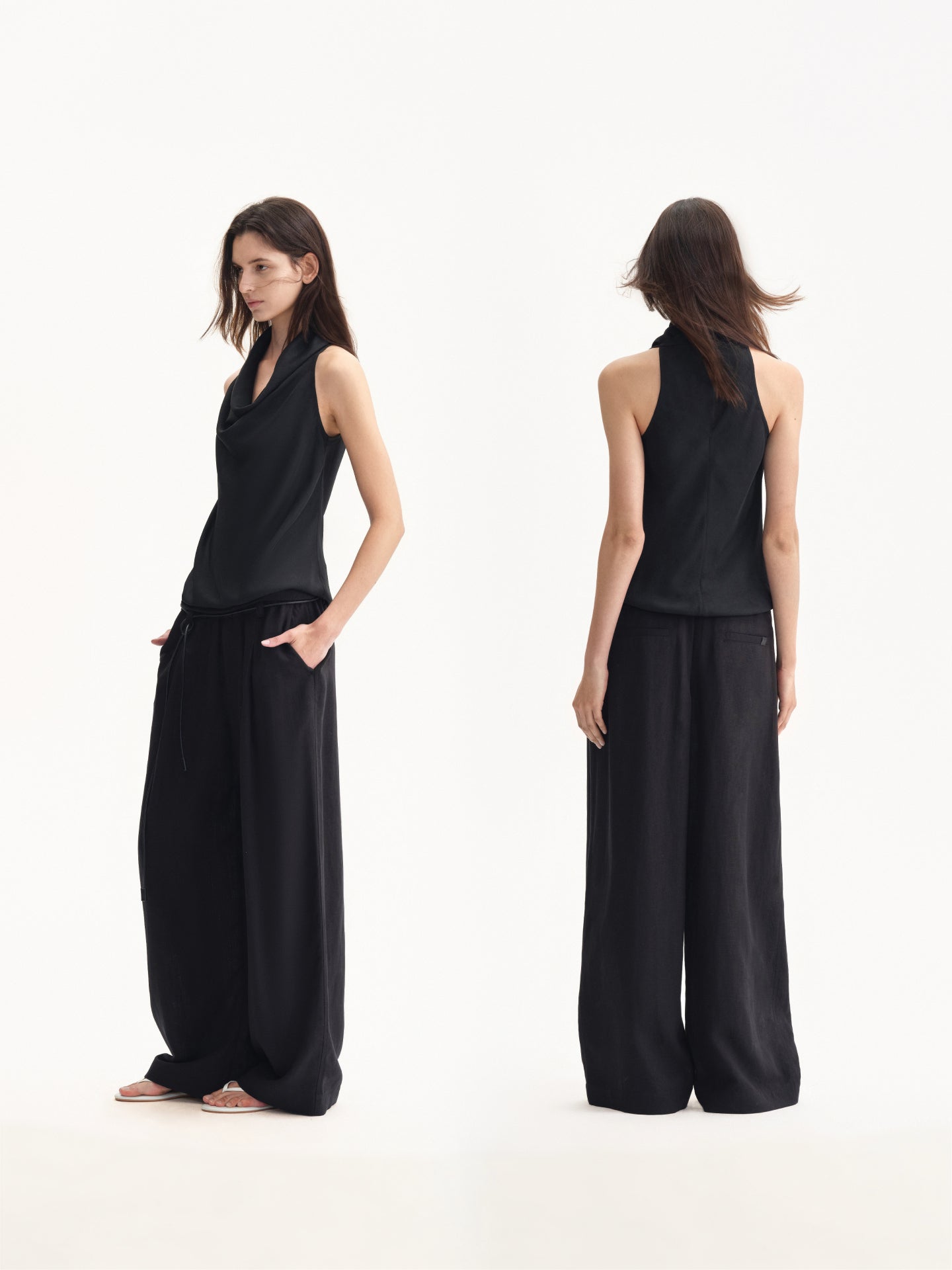 “Shore Breeze” Linen Wide-leg Trousers