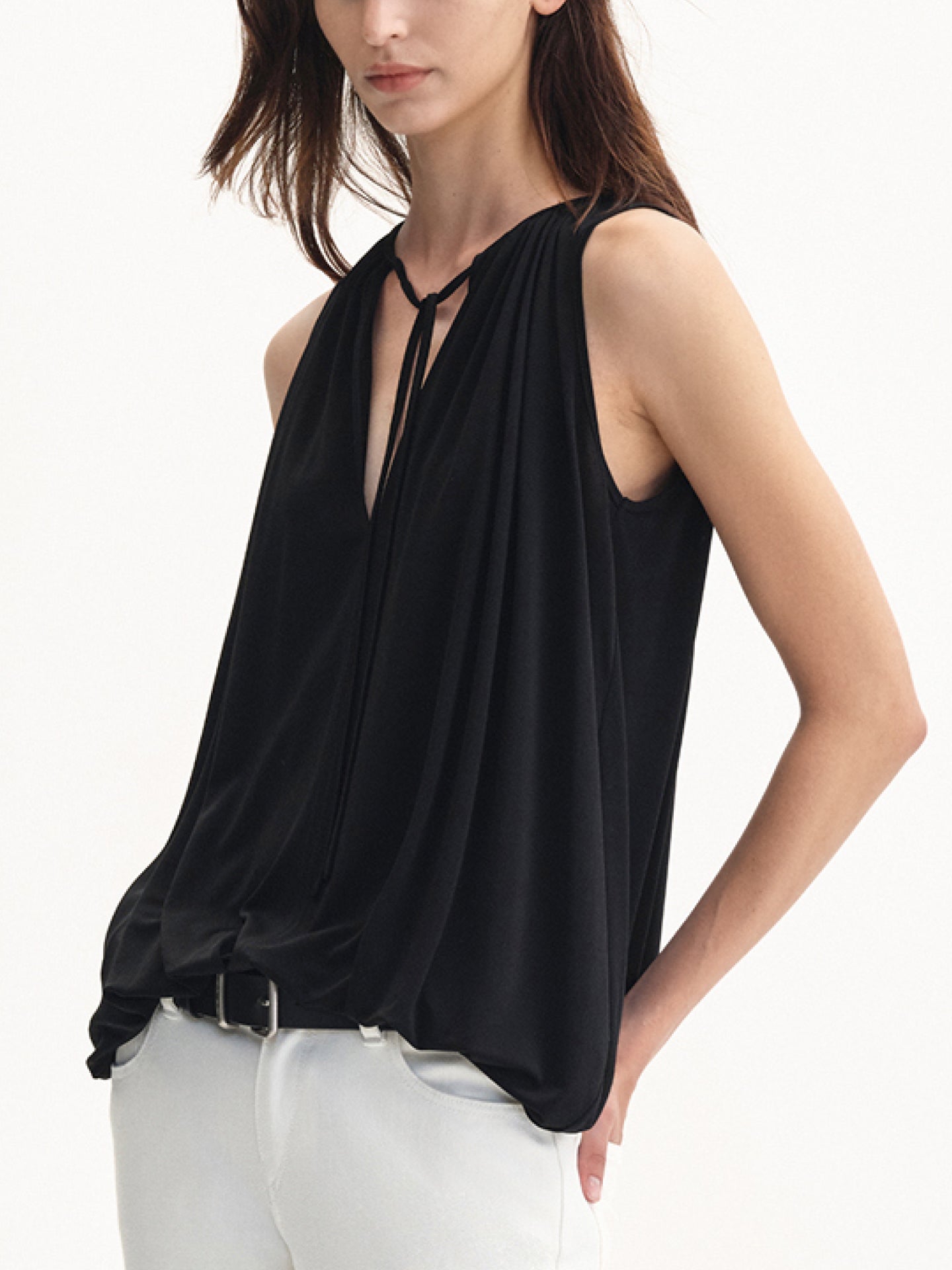 “Soft Flow” Gathered Sleeveless Top