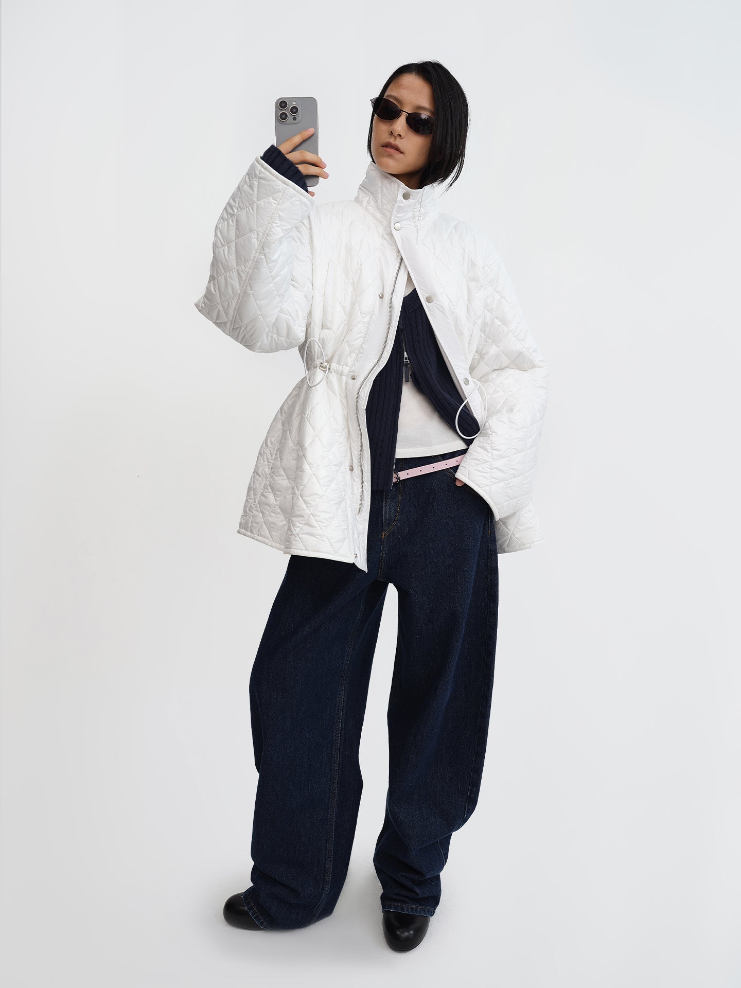 Quilted Stand-Collar Fitted Puffer Jacket