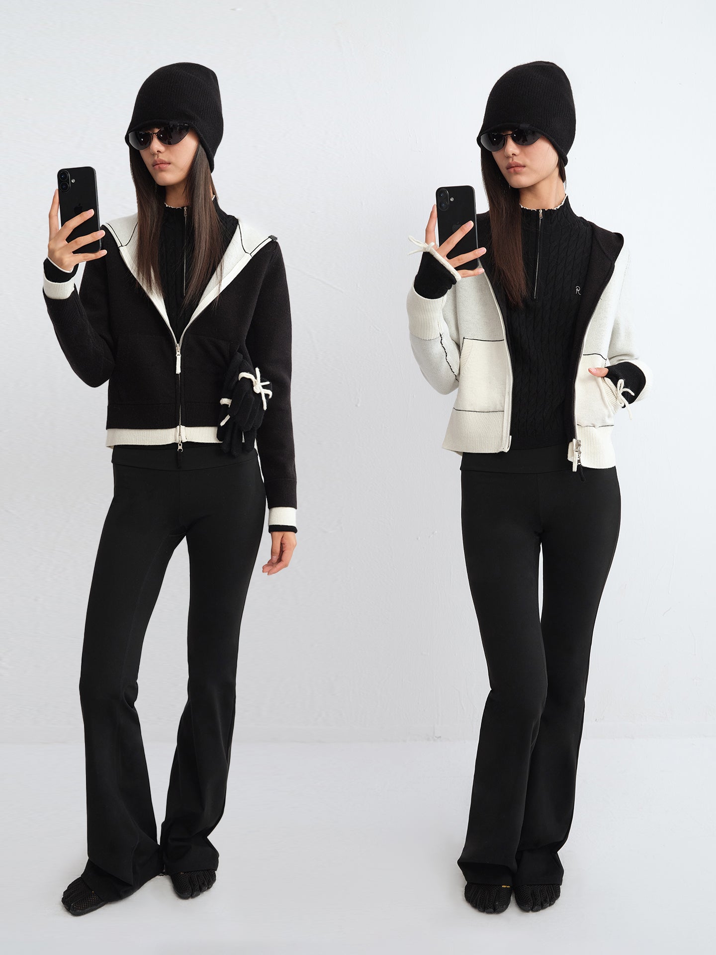 Two-Way Colorblock Hooded Cardigan