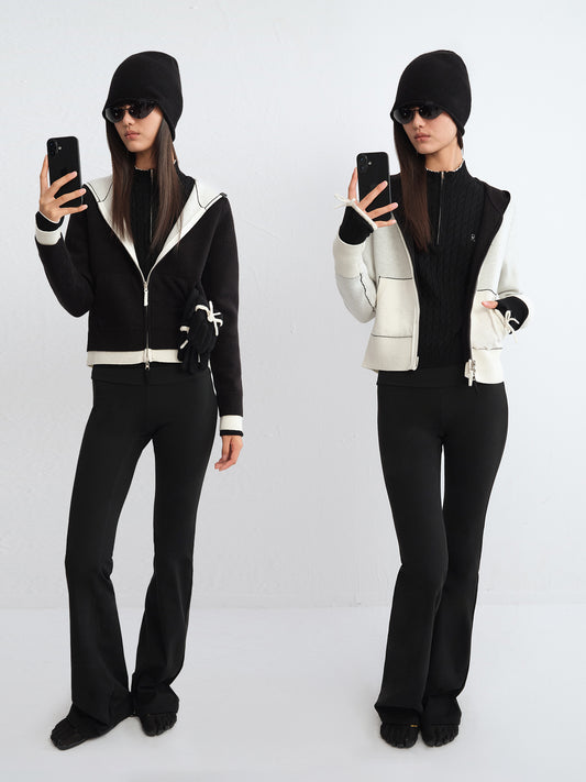 Two-Way Colorblock Hooded Cardigan