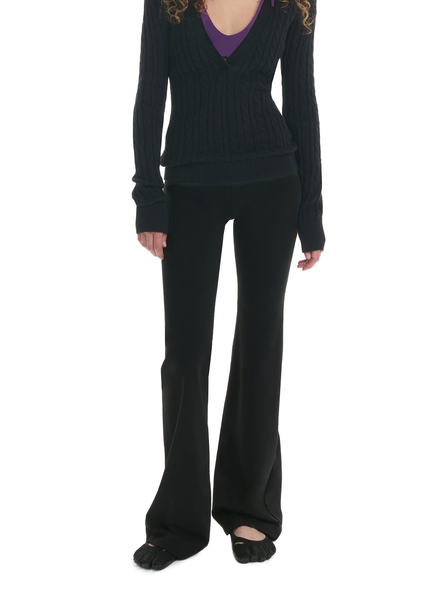 Fleece-Lined Flared Yoga Pants