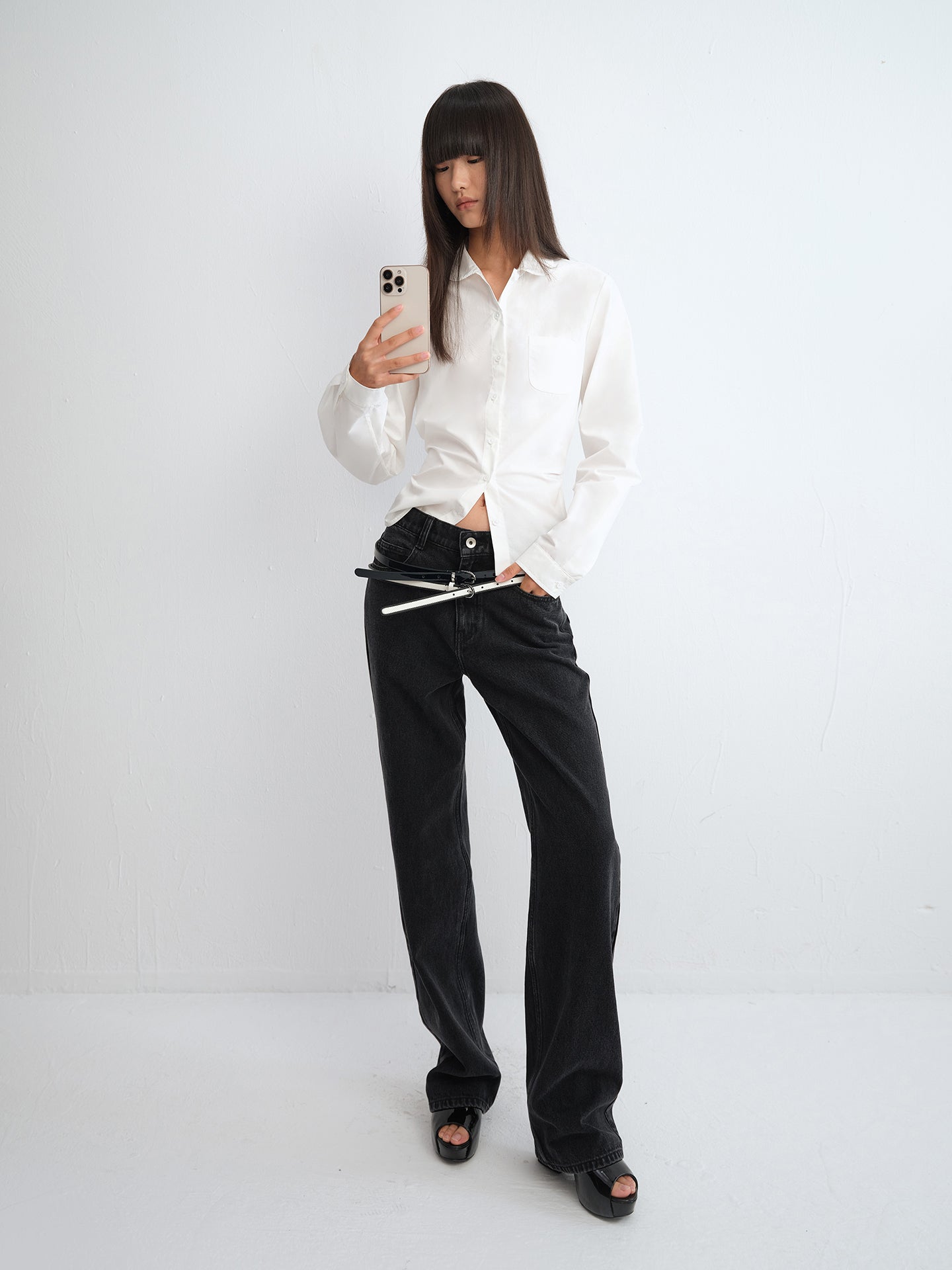 Peter Pan Collar Tie-Waist Shirt