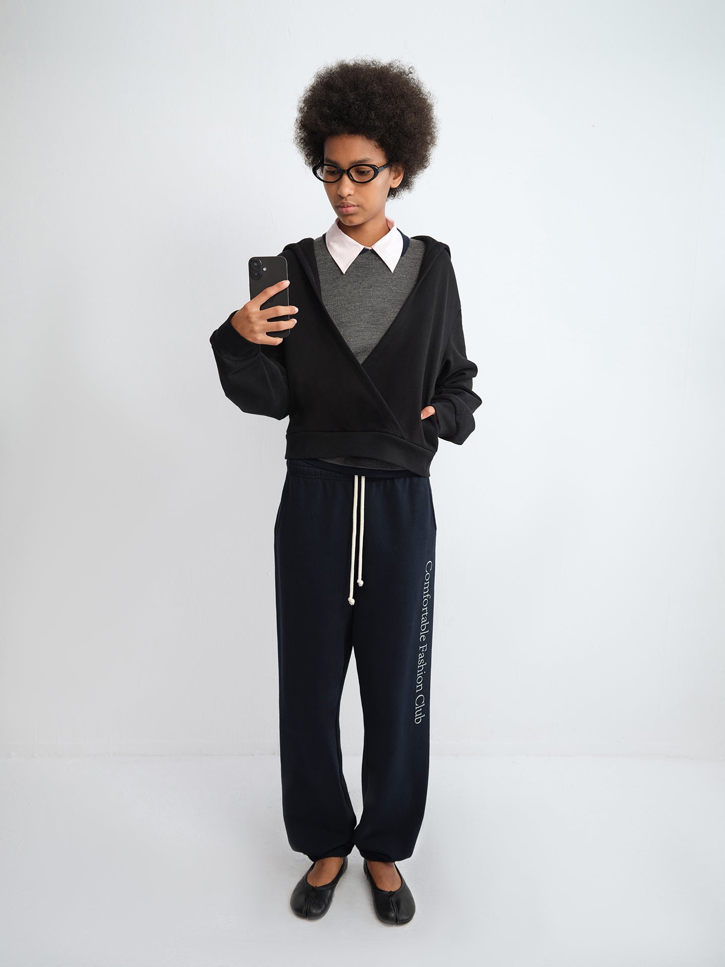 V-Neck Wrap-Front Hoodie