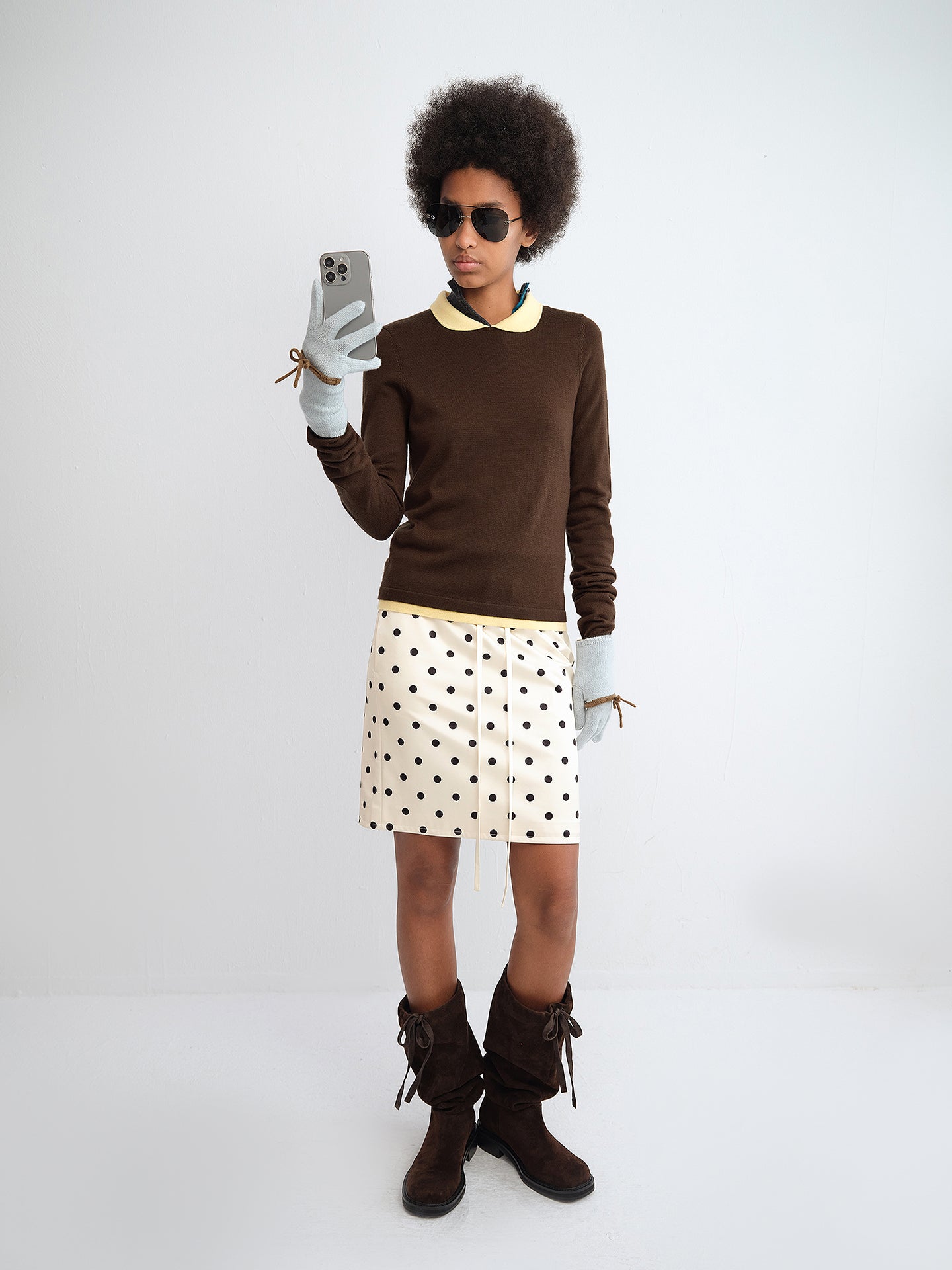 Colorblock Peter Pan Collar Knit Top