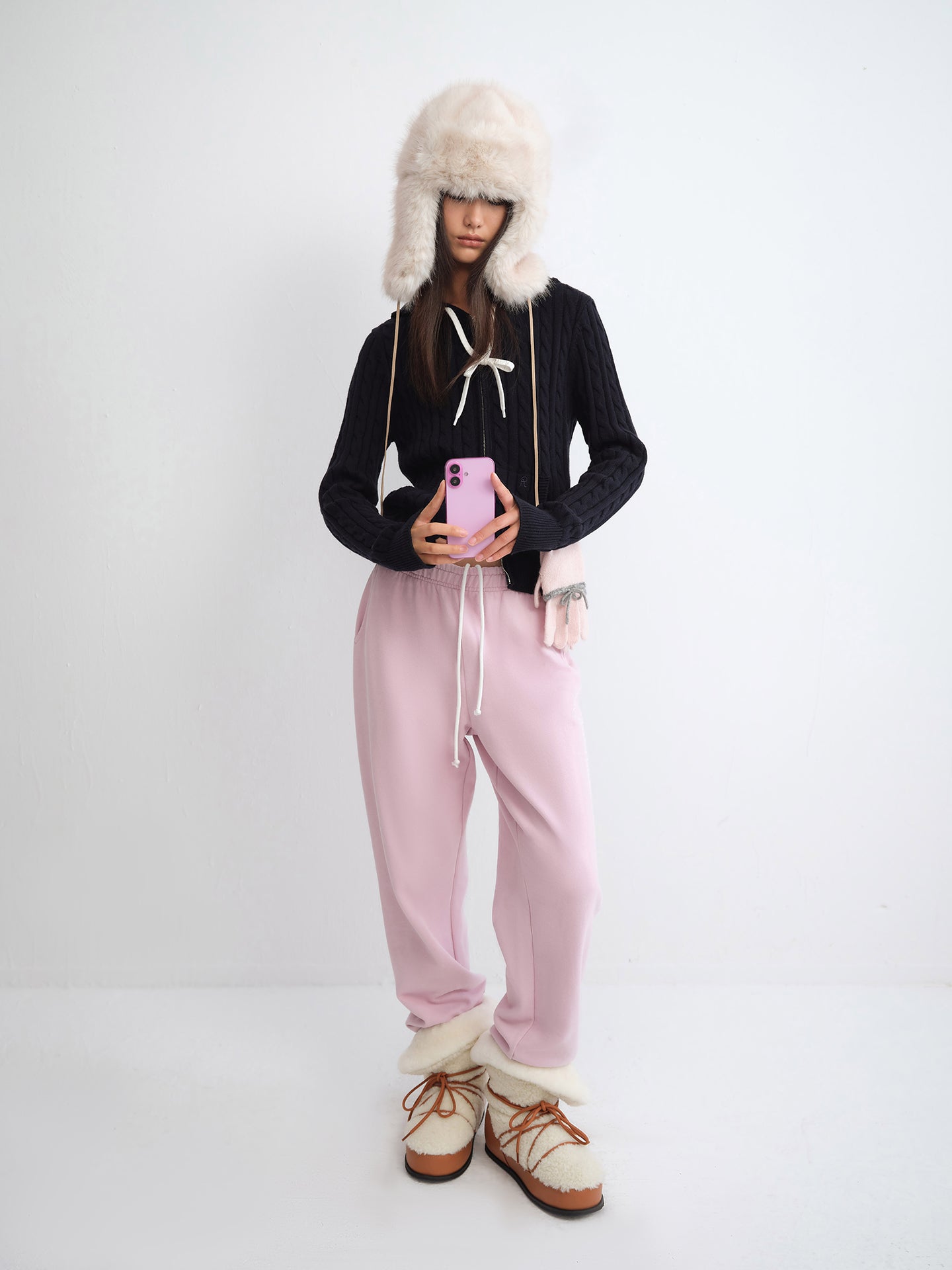 Hooded Cable-Knit Cardigan