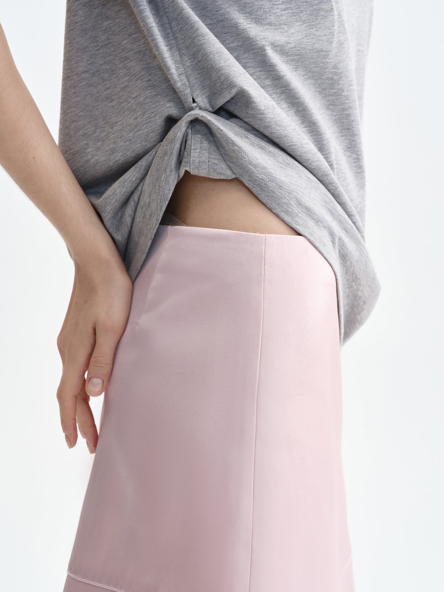 Acetate Satin A-line Midi Skirt