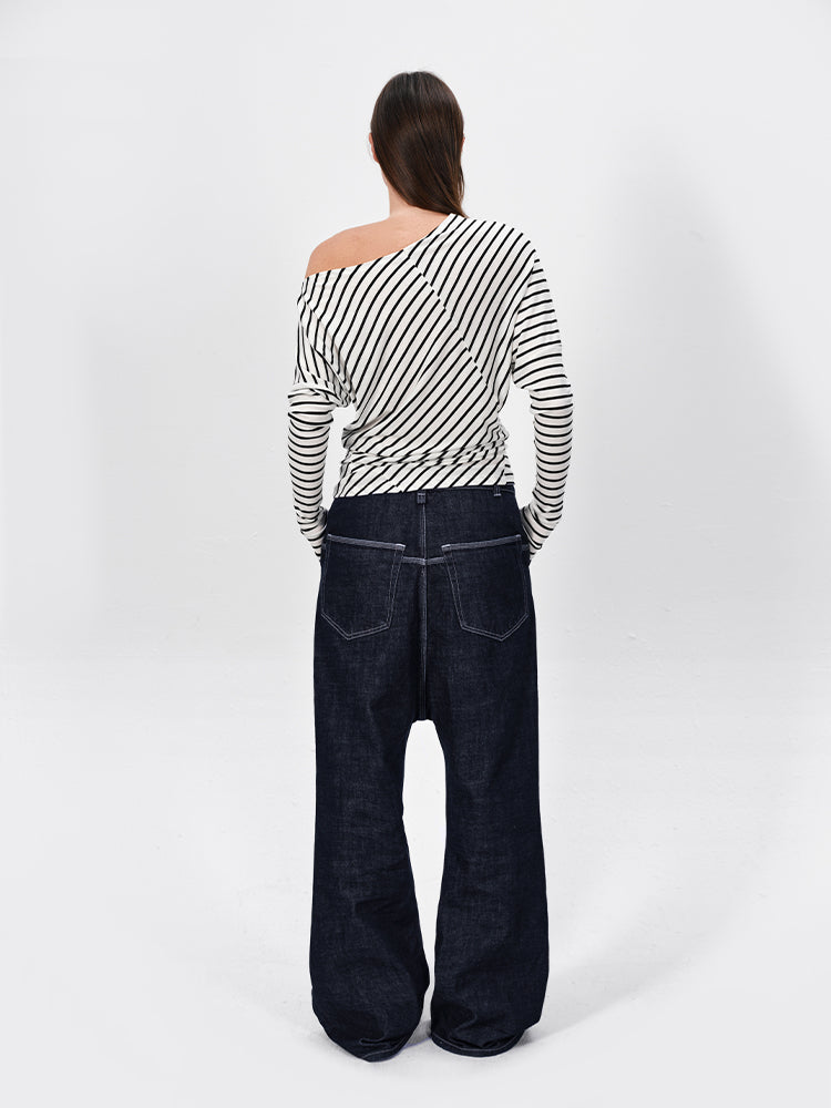 The Asymmetric One-Shoulder Stripe Top