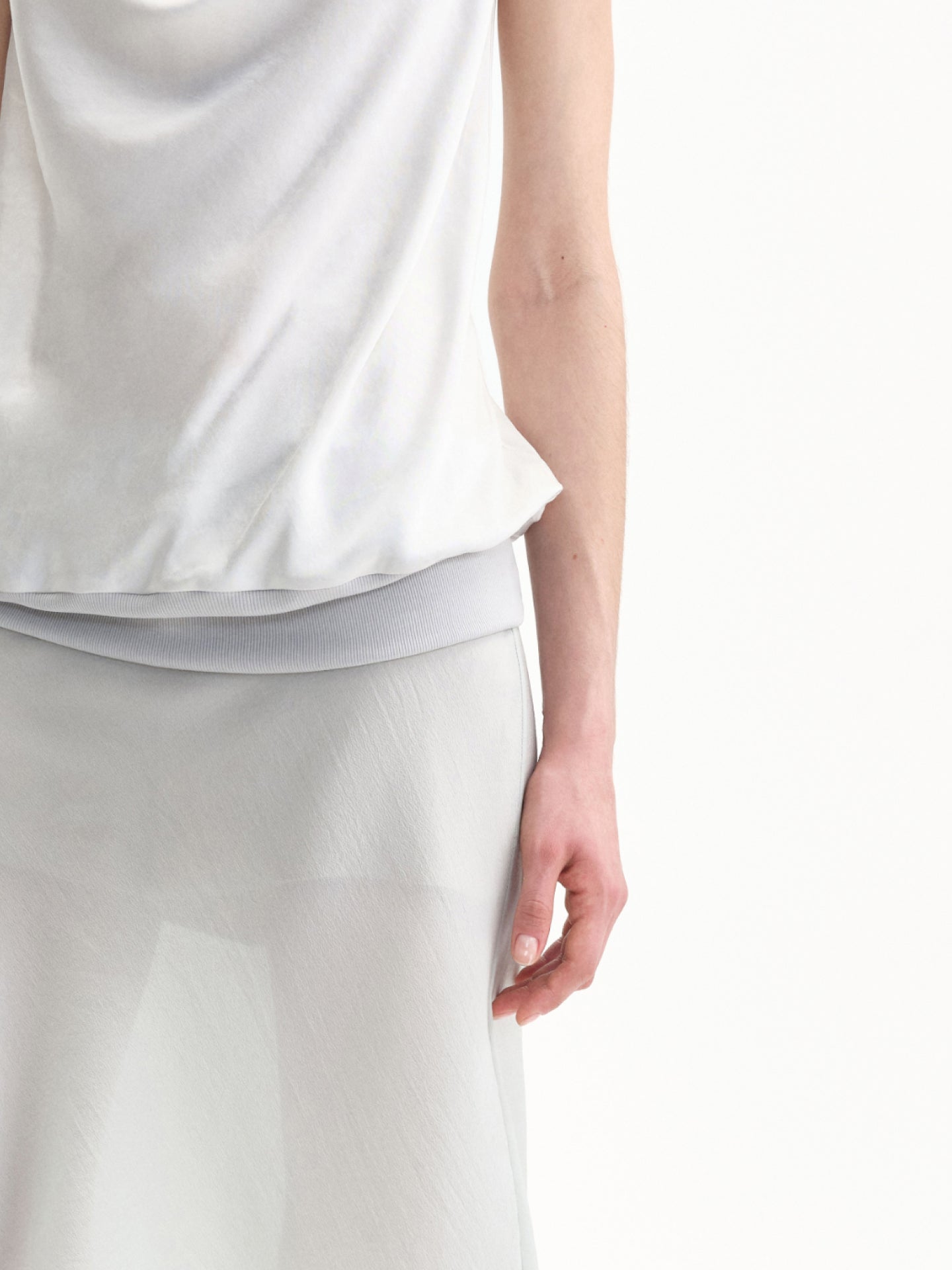 “Soft Flow” Draped Cowl-neck Top