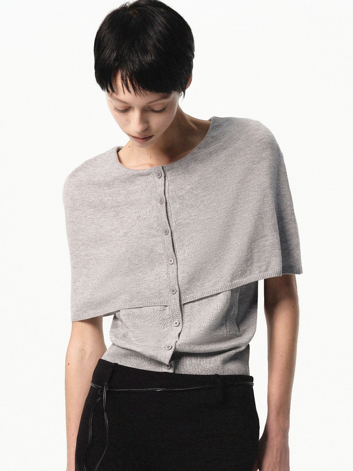 “Poise” Layered-form Knit Cardigan