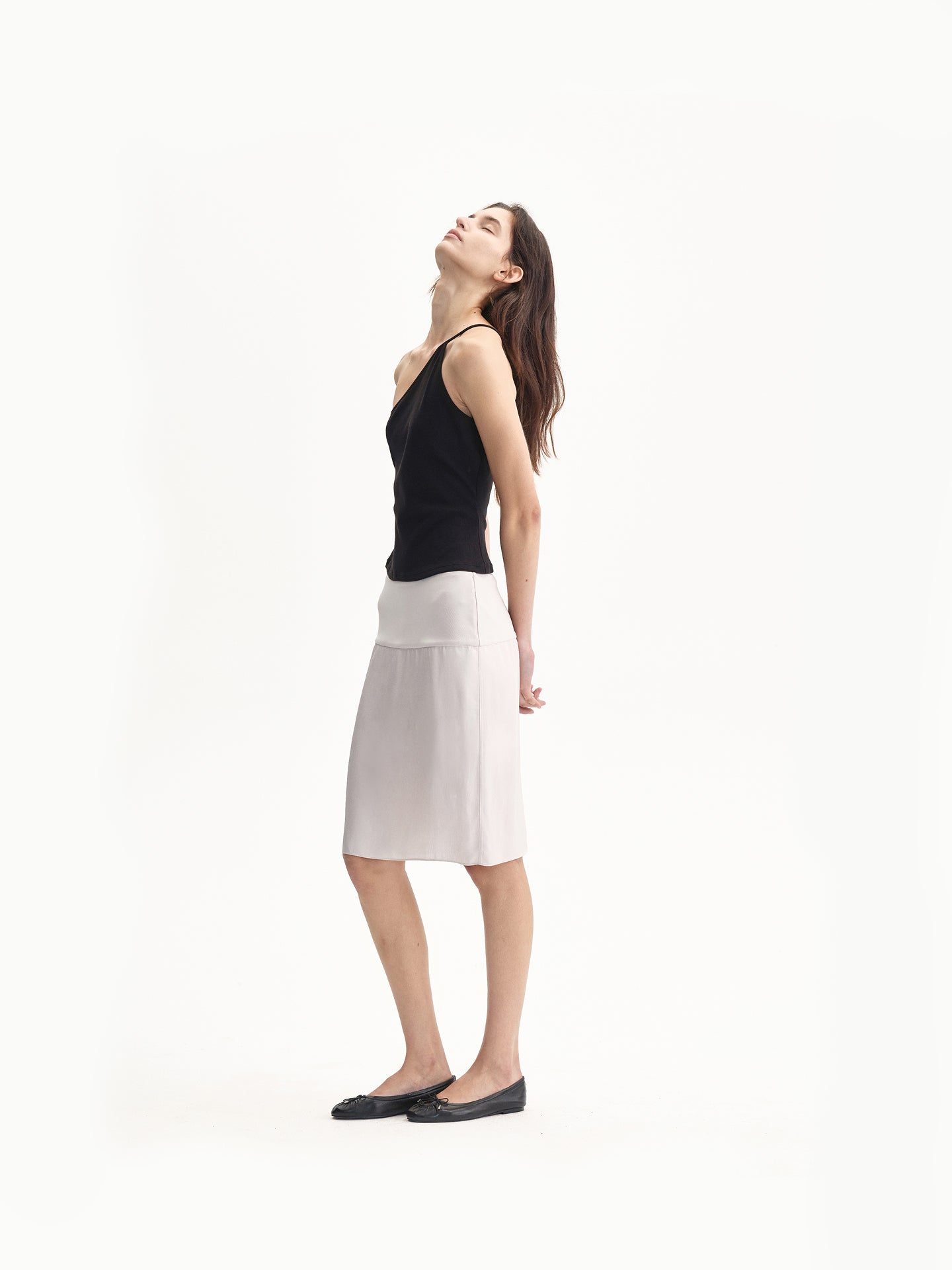 “Contour” Paneled Waist Midi Skirt