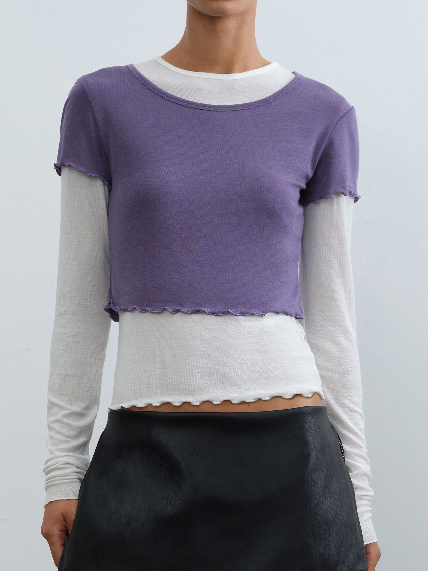 Colorblock Layered Ruffle Two-Piece Top