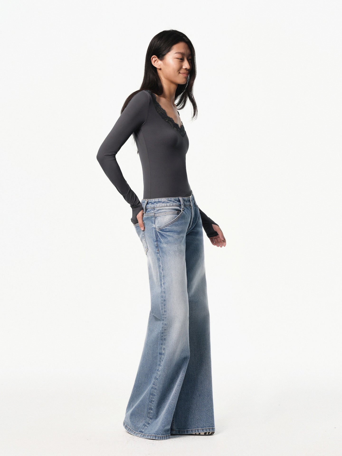 “Poise” Reversible Lace V-neck Top