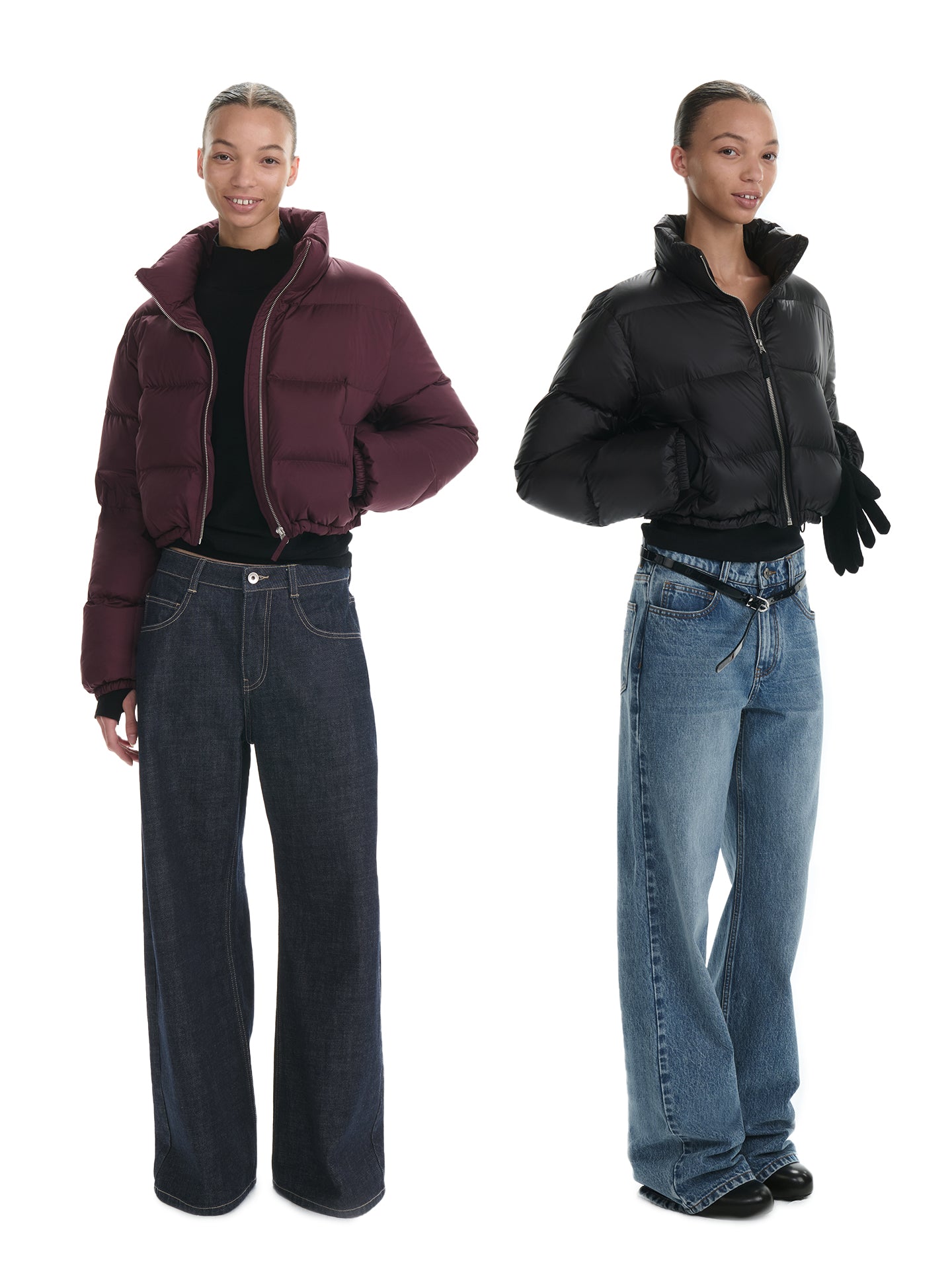 Stand-Collar Cropped Puffer Jacket