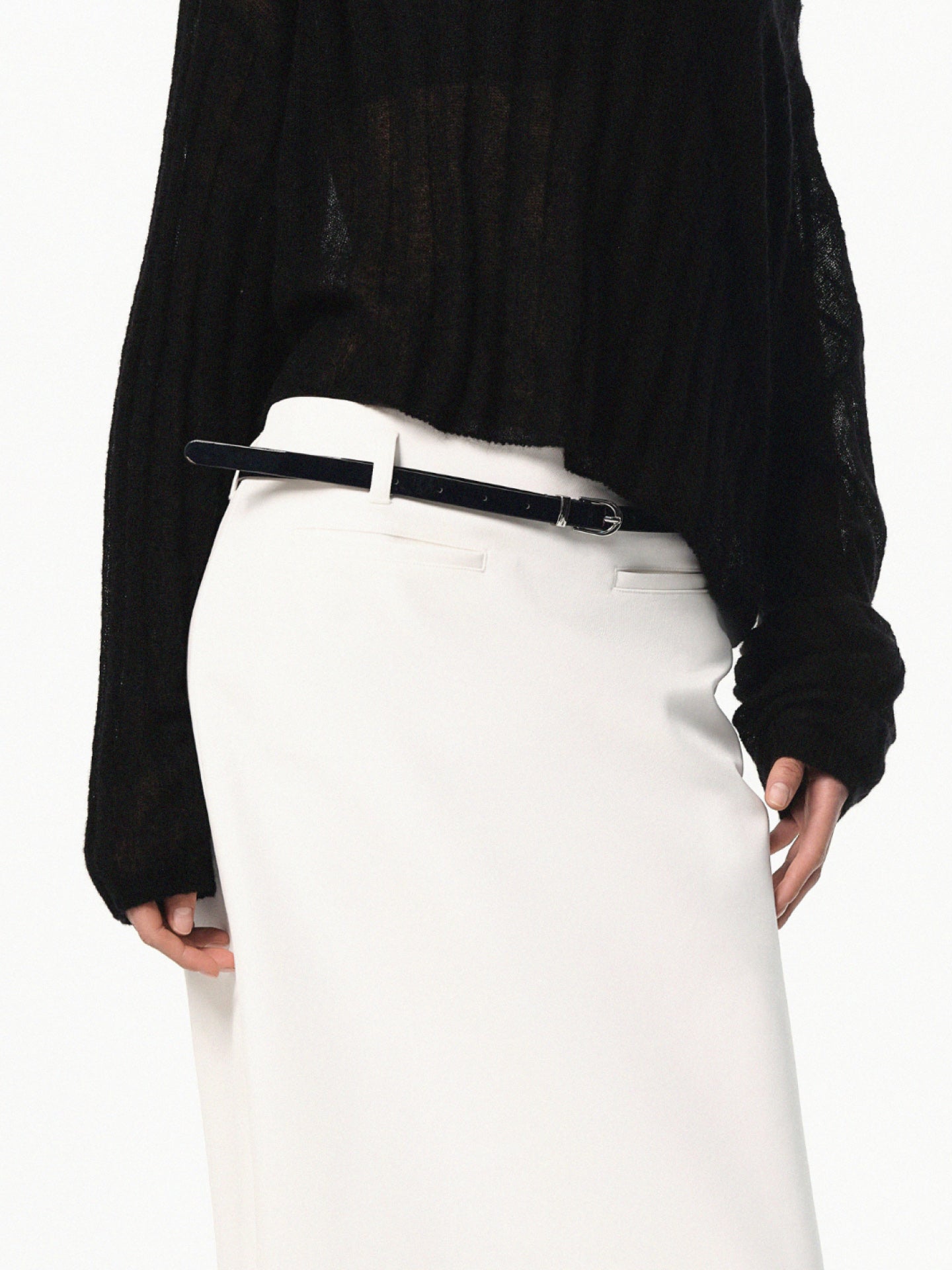 “Classique” Structured Slit Skirt