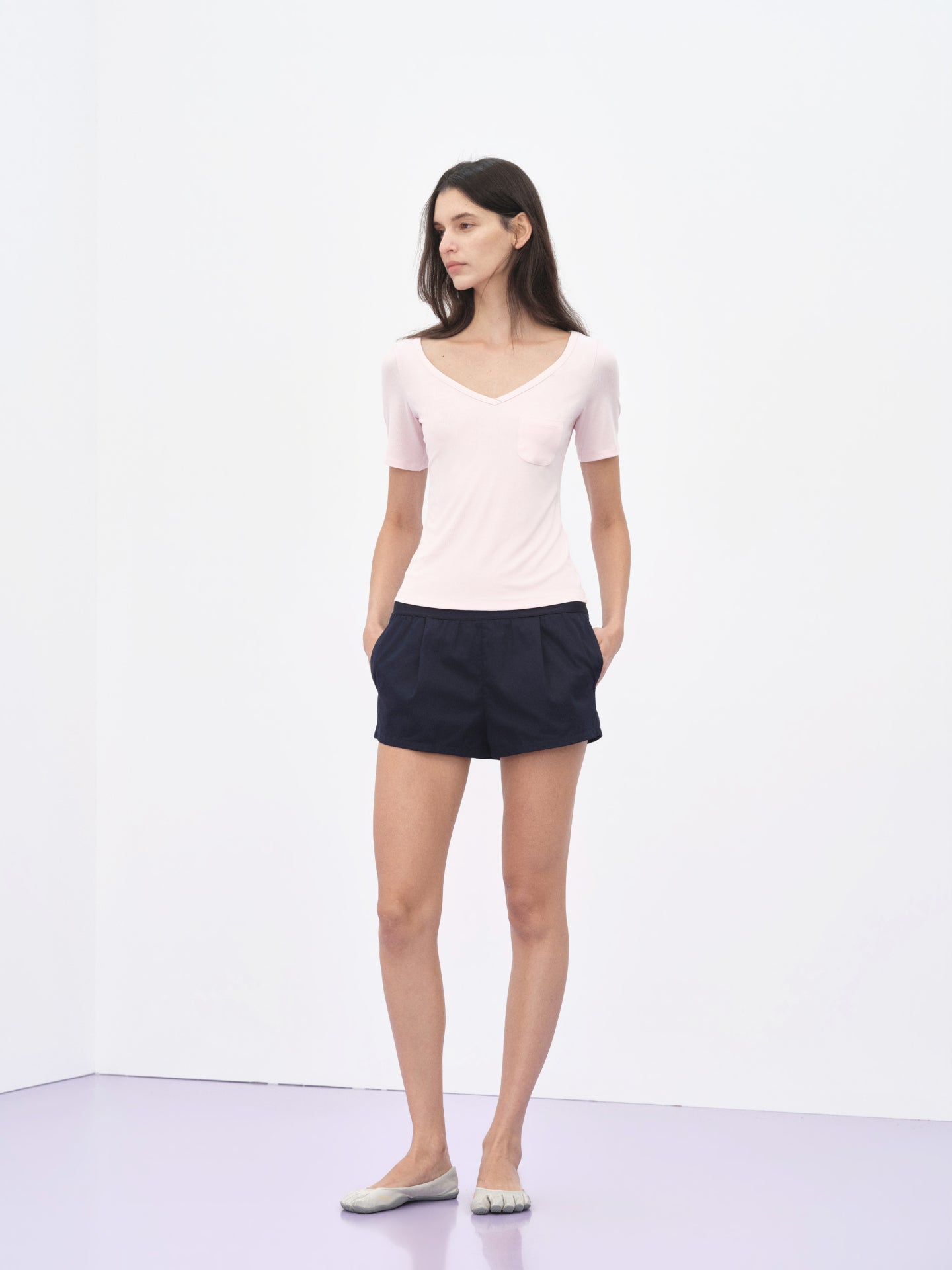 “Take a Walk” Elastic-waist Mini Shorts
