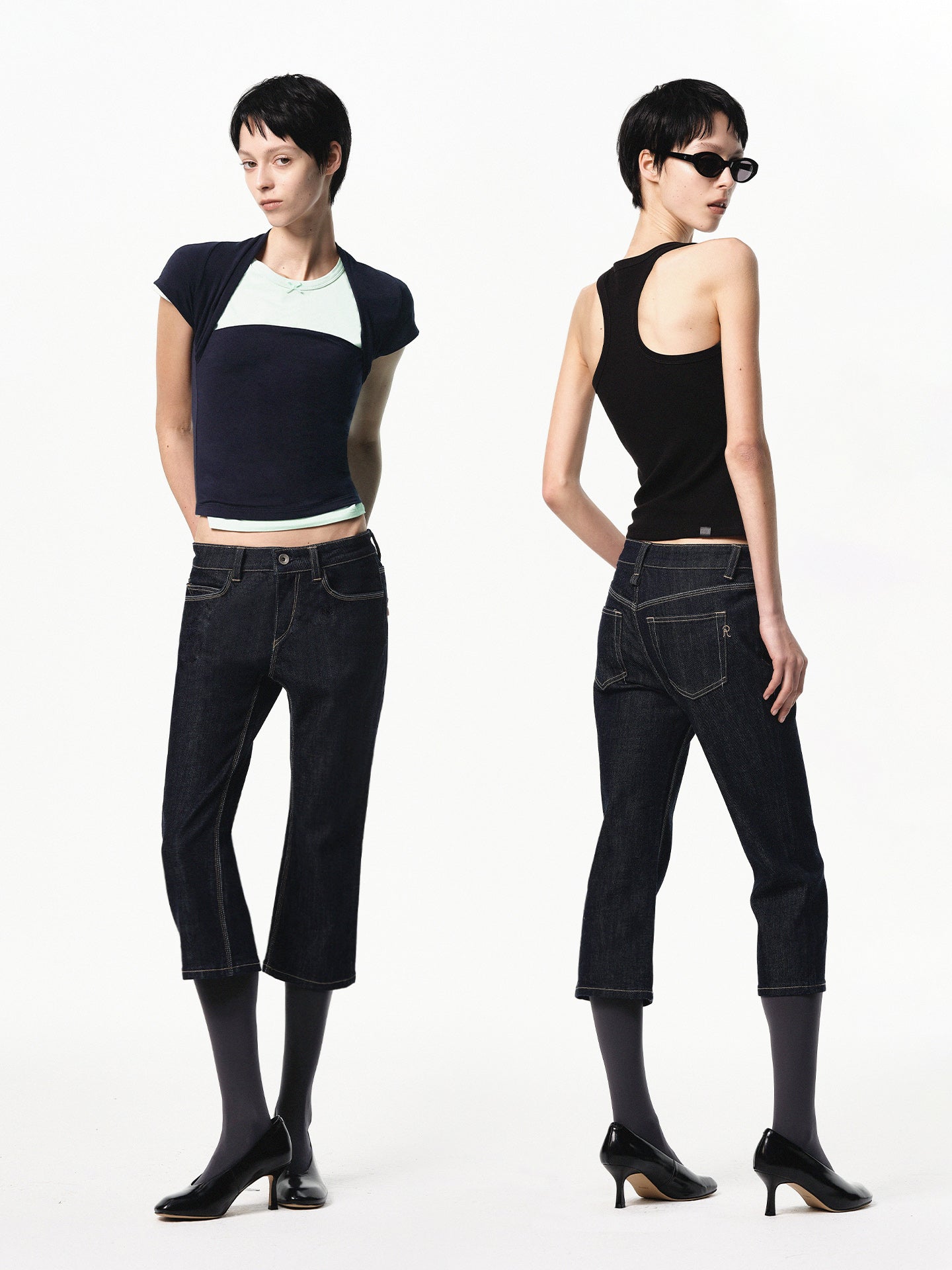 “Classique” Cropped Flared Jeans