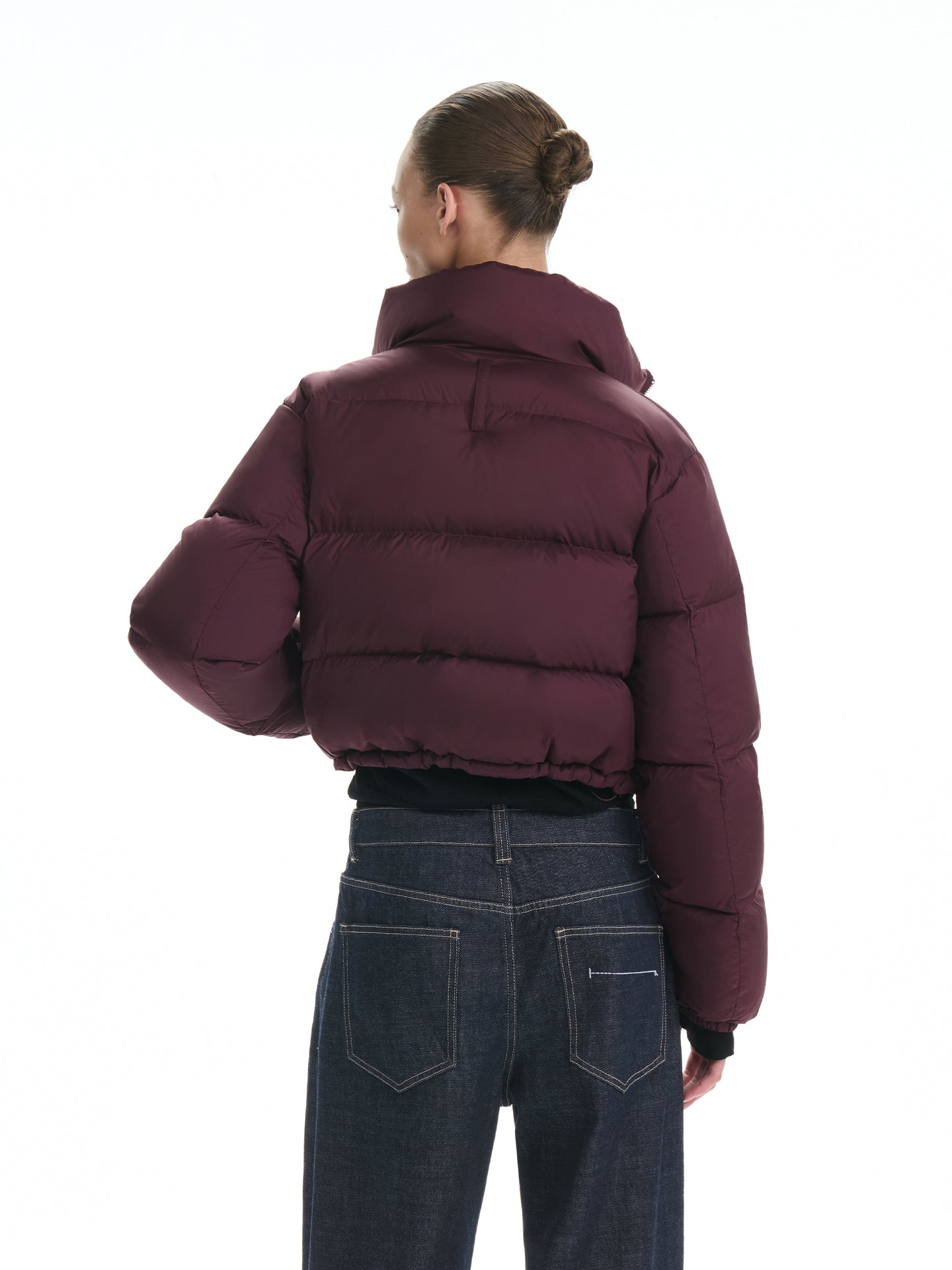 Stand-Collar Cropped Puffer Jacket