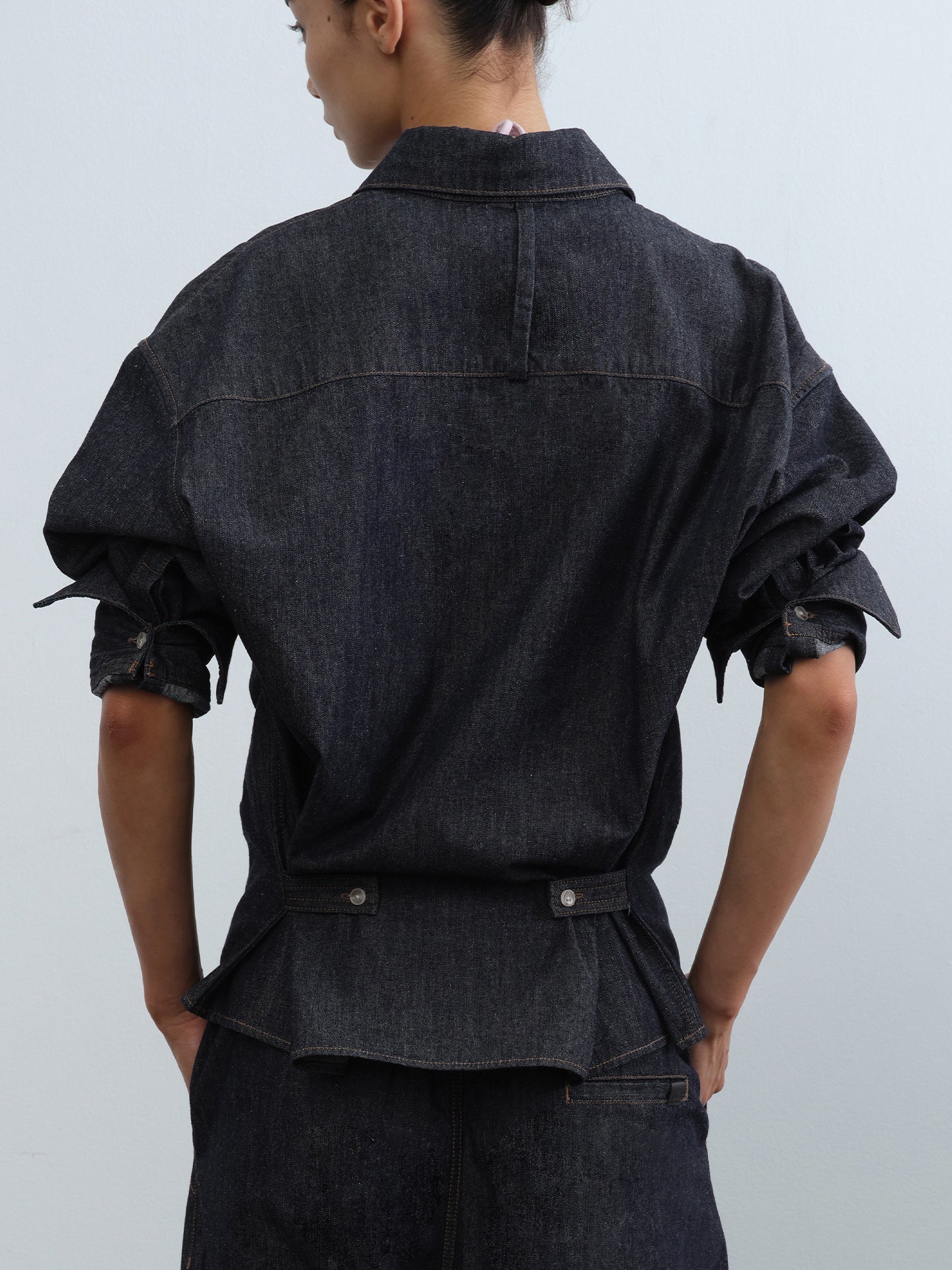 Raw Denim Adjustable-Waist Drop Shoulder Shirt