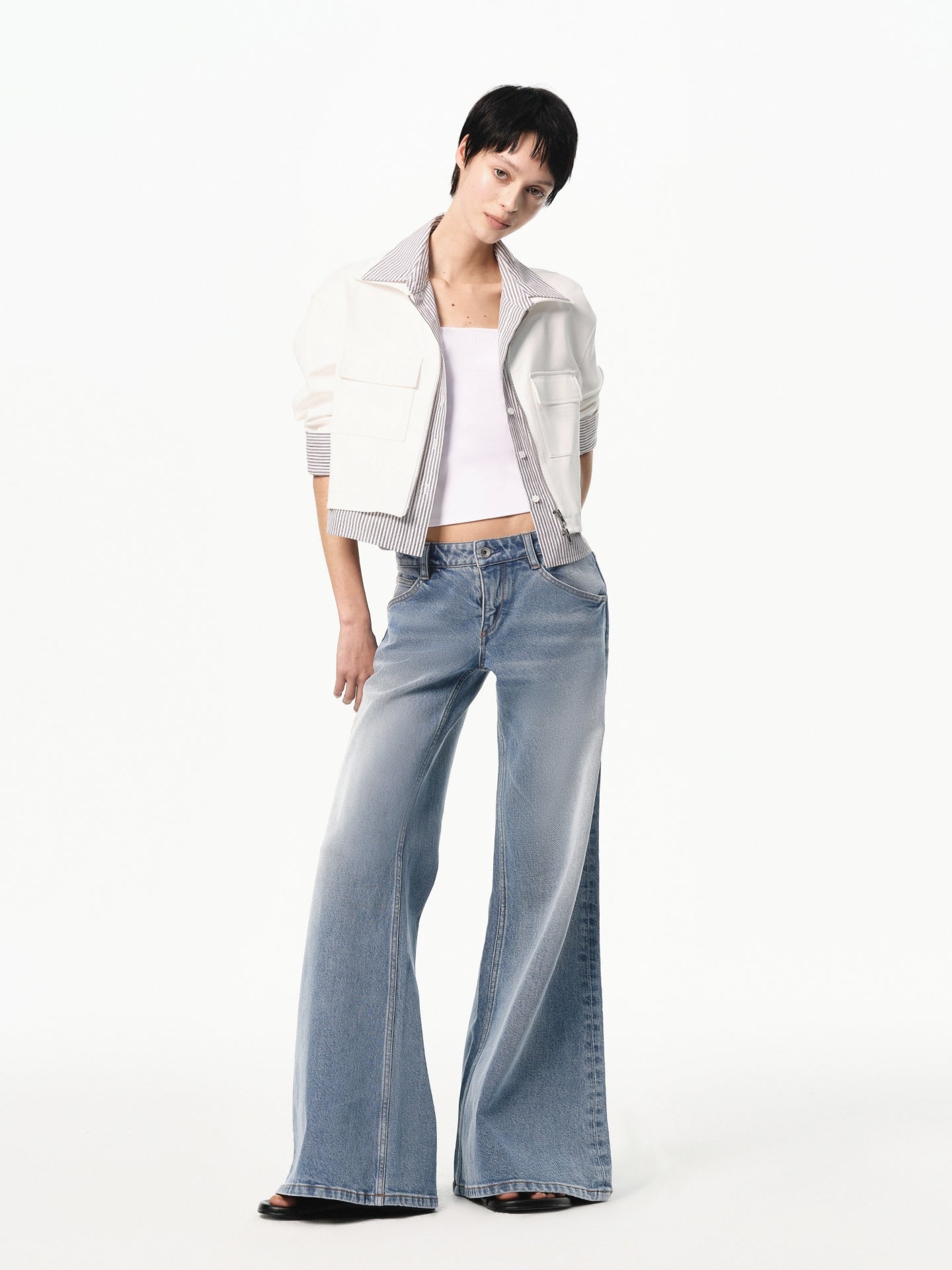 Layered-form Stripe Jacket