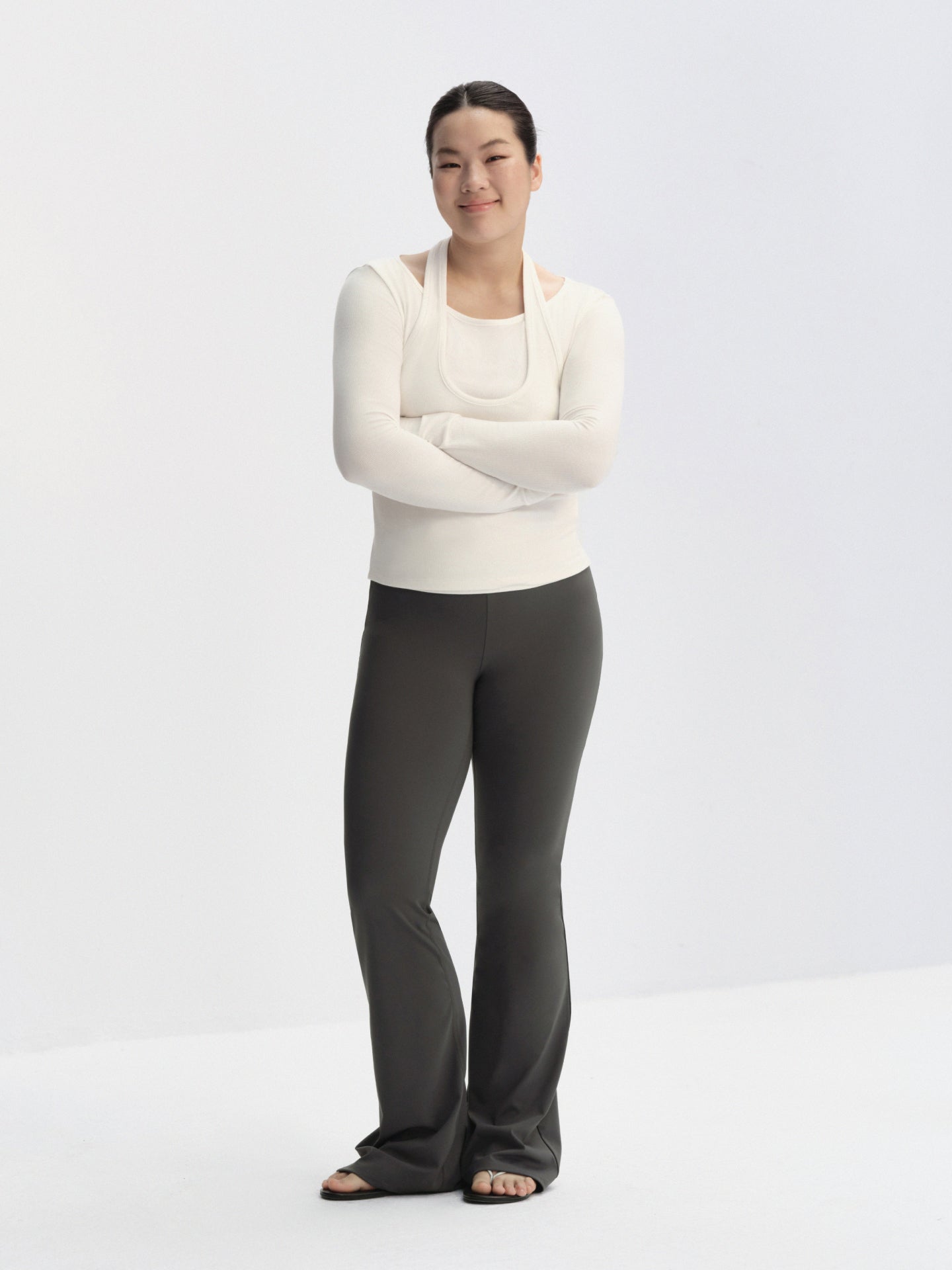 Layered-Look Halter Long Sleeve T-Shirt