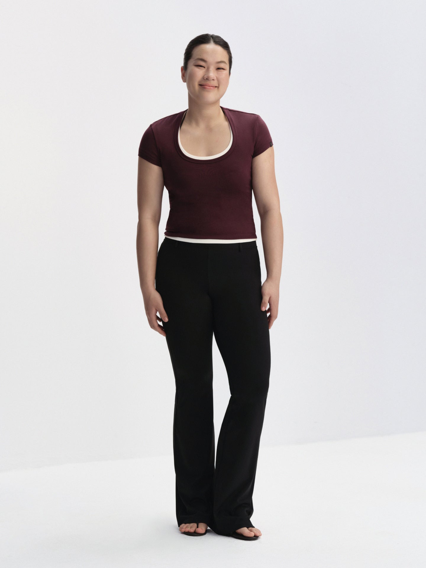 Teardrop-Neck Fitted T-Shirt