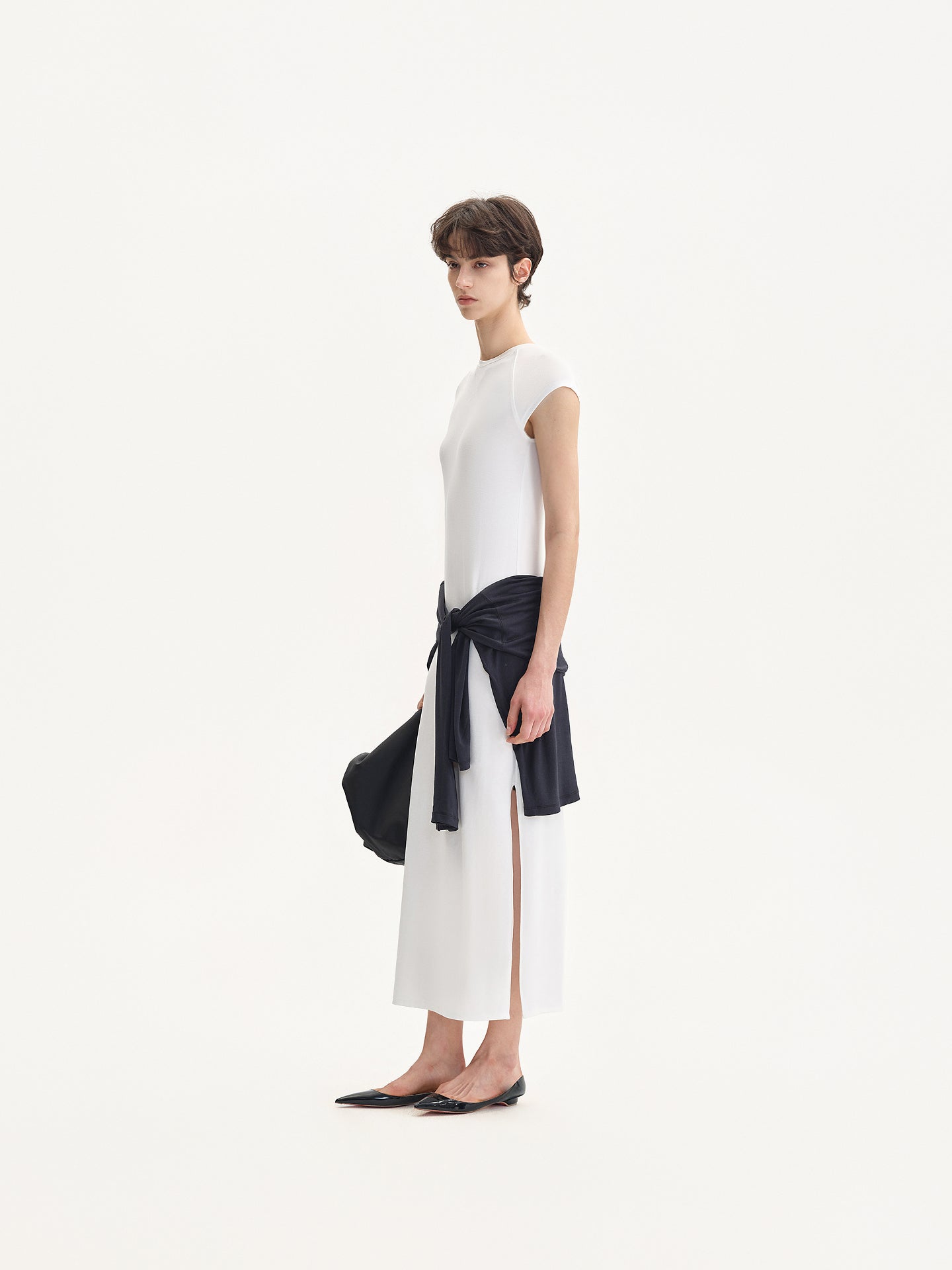 “Slip On” Lyocell Stretch Side-slit Dress