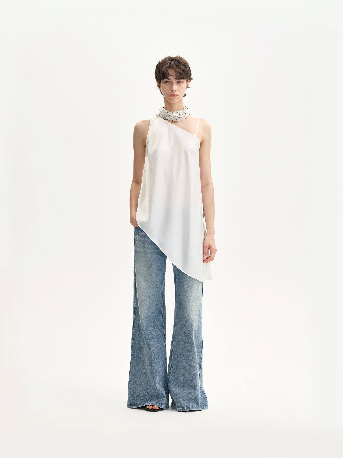 “Slip On” Asymmetric Satin Top