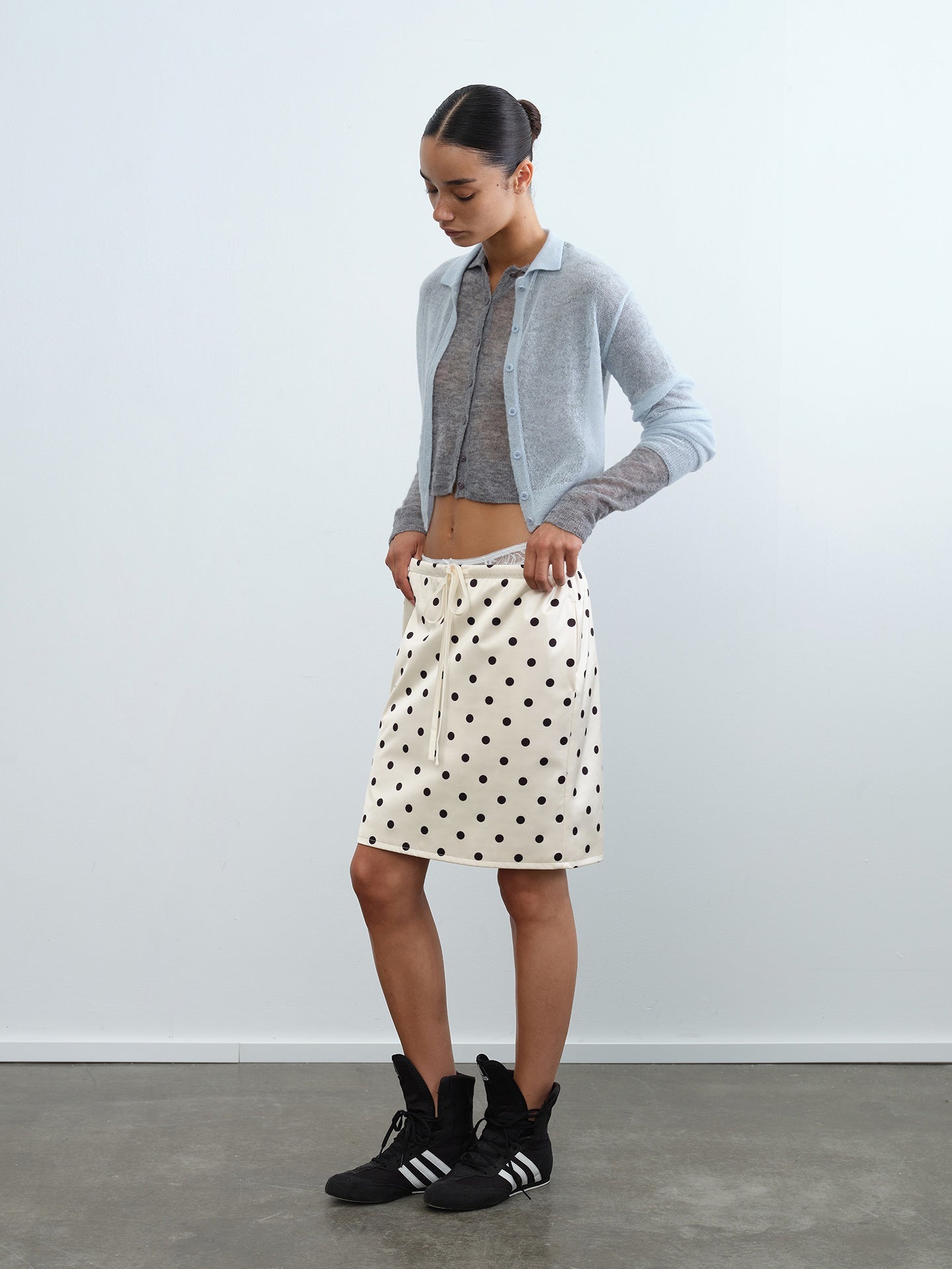 Mesh Polo Alpaca Cardigan