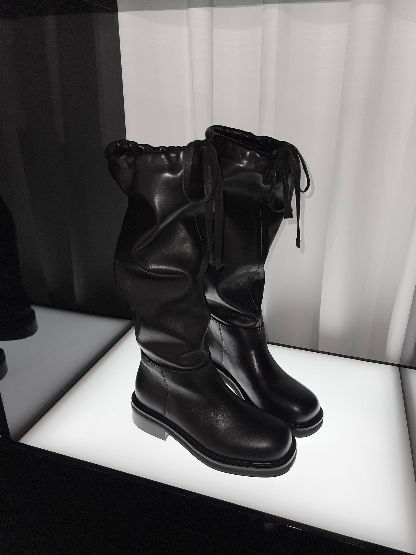 JOAN Drawstring Leather Riding Boots