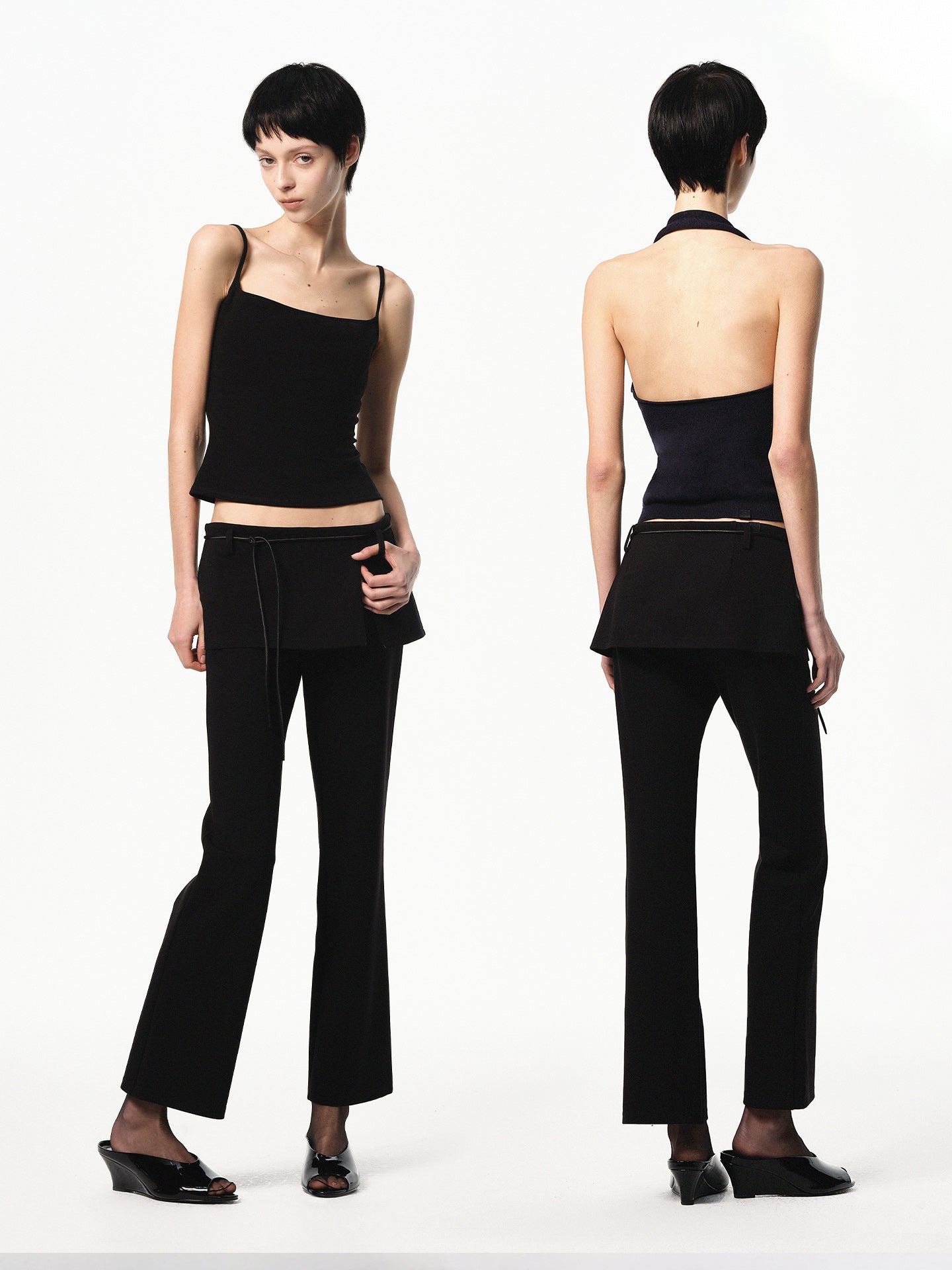 “Dandy” Layered Waist Cropped Flared Pants