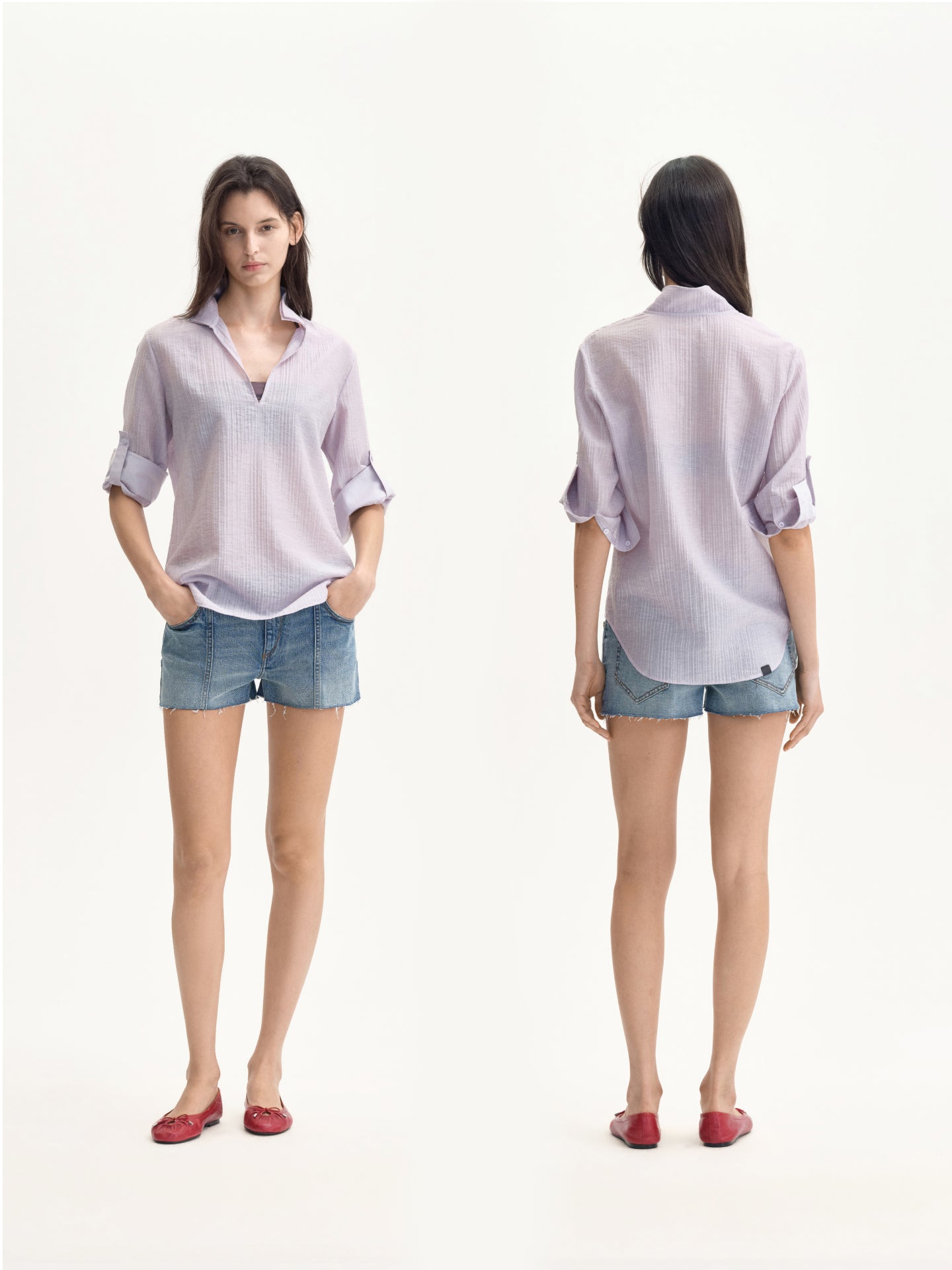 “Easy Fit” Seamed Denim Shorts