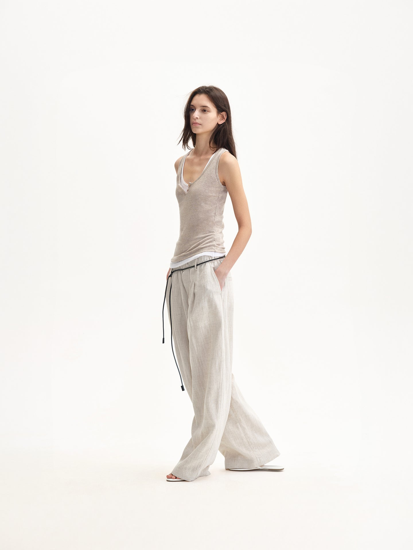 “Shore Breeze” Linen Wide-leg Trousers